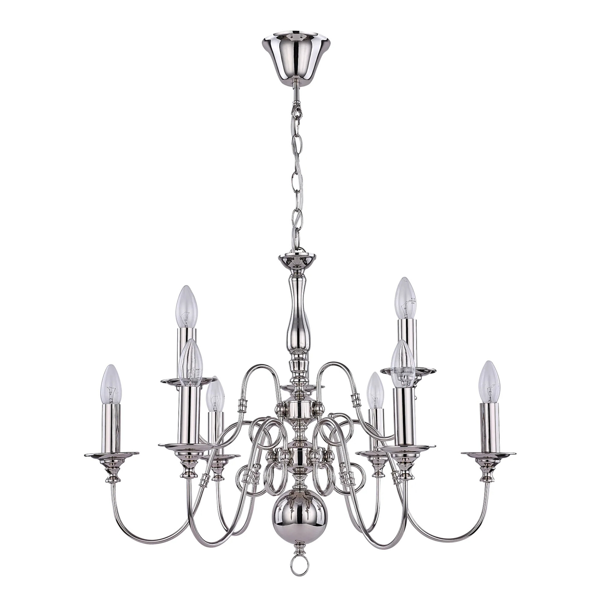 Ganeed Polished Nickel Candelabra Chandelier