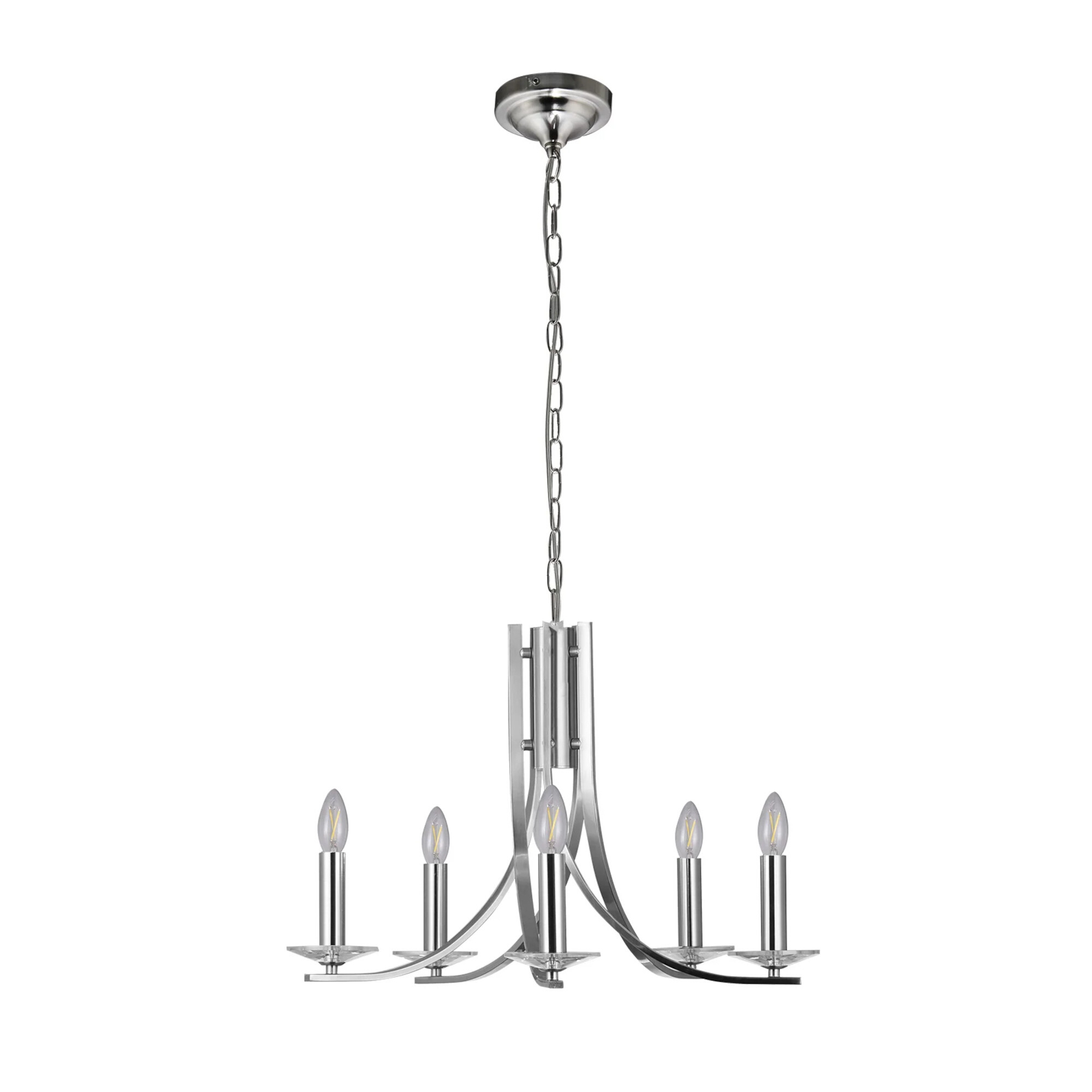 Corrine 5 Light Satin Chrome Candle Chandelier