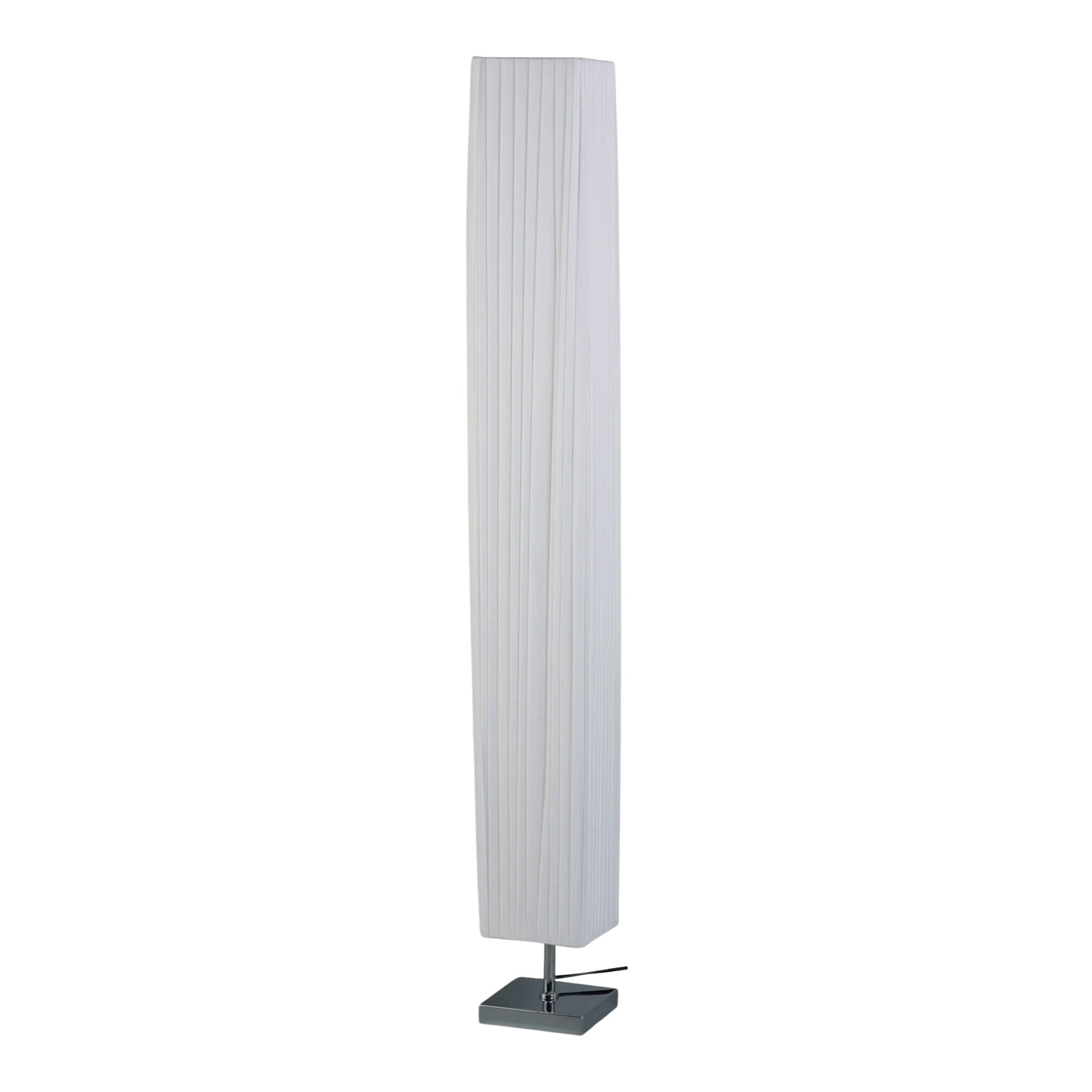 Symphony White Fabric Chrome Tower Floor Lamp