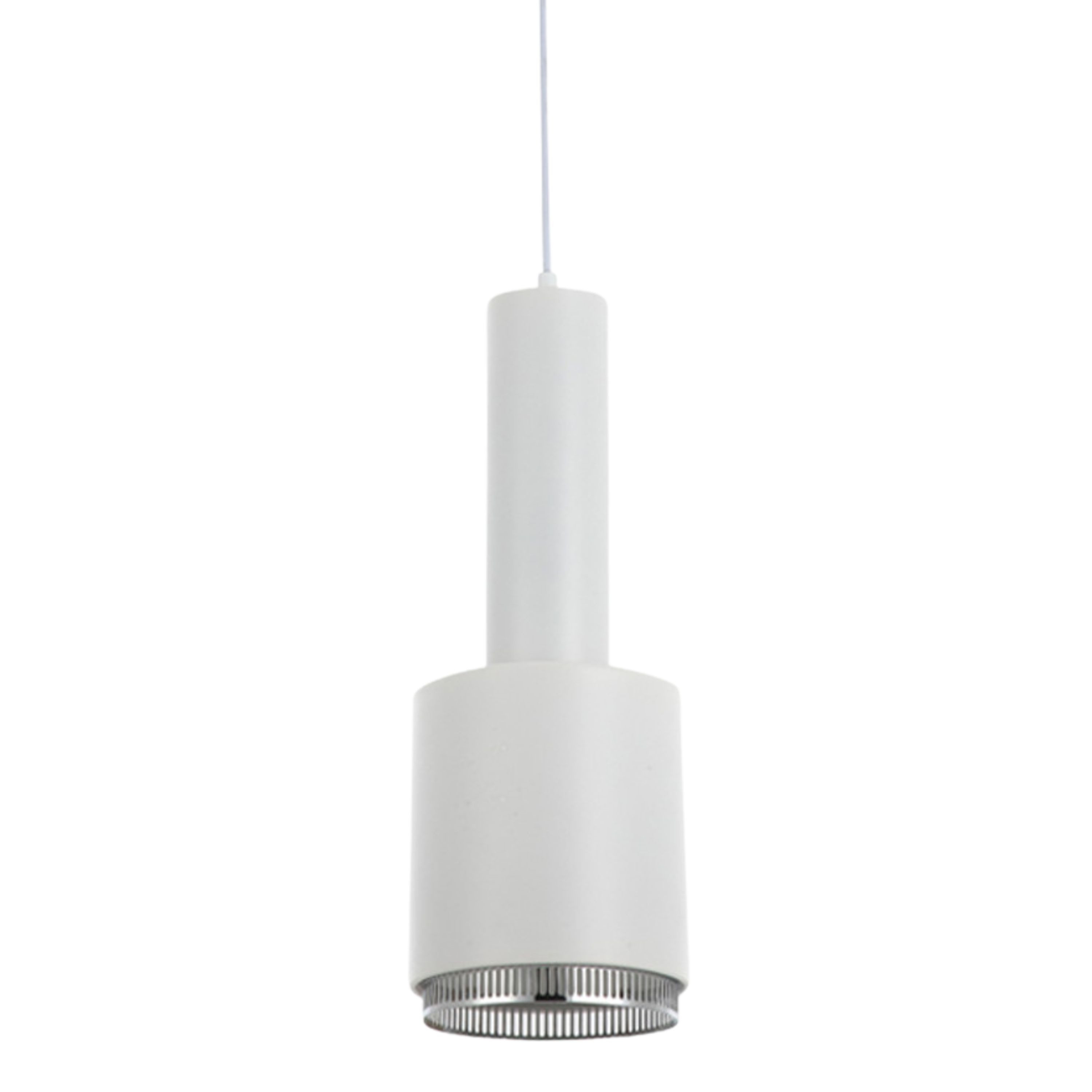 Industrial White Chrome Pendant Light