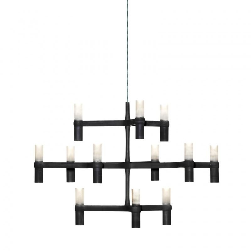 Modular 12 Light Candle Contemporary Chandelier - Black