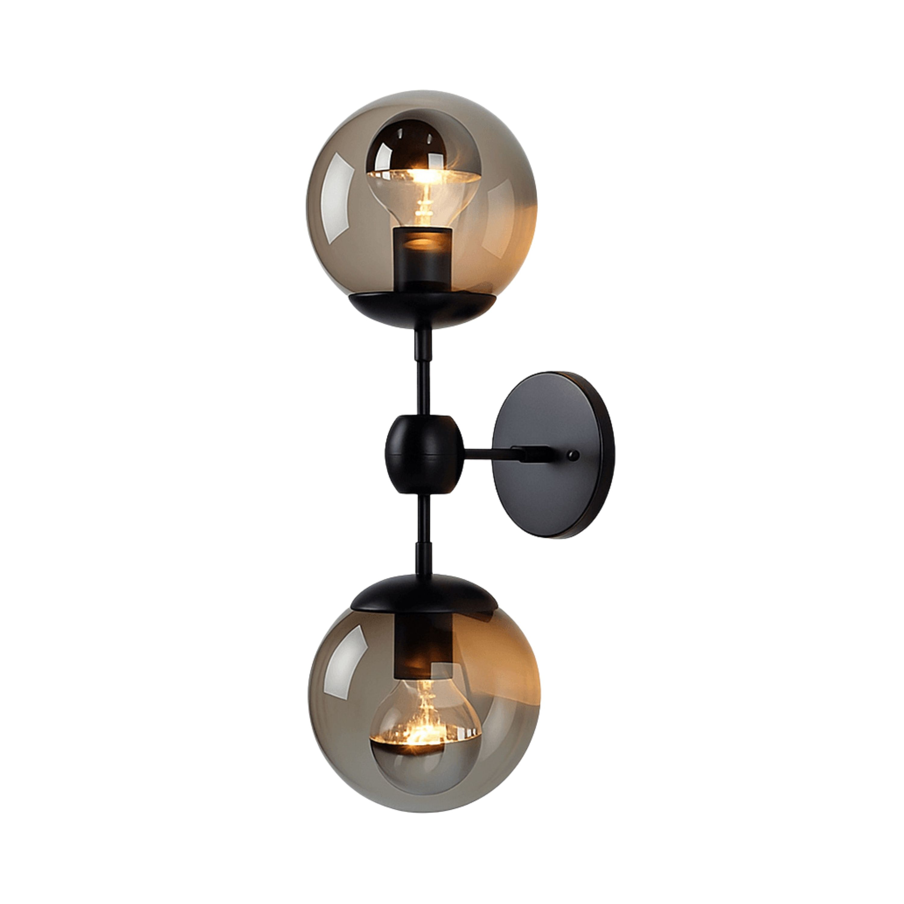 Twin Light Black Smoke Glass Wall Sconce