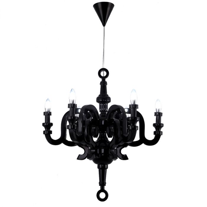 Vintage Curved Arm Candle Chandelier - Black