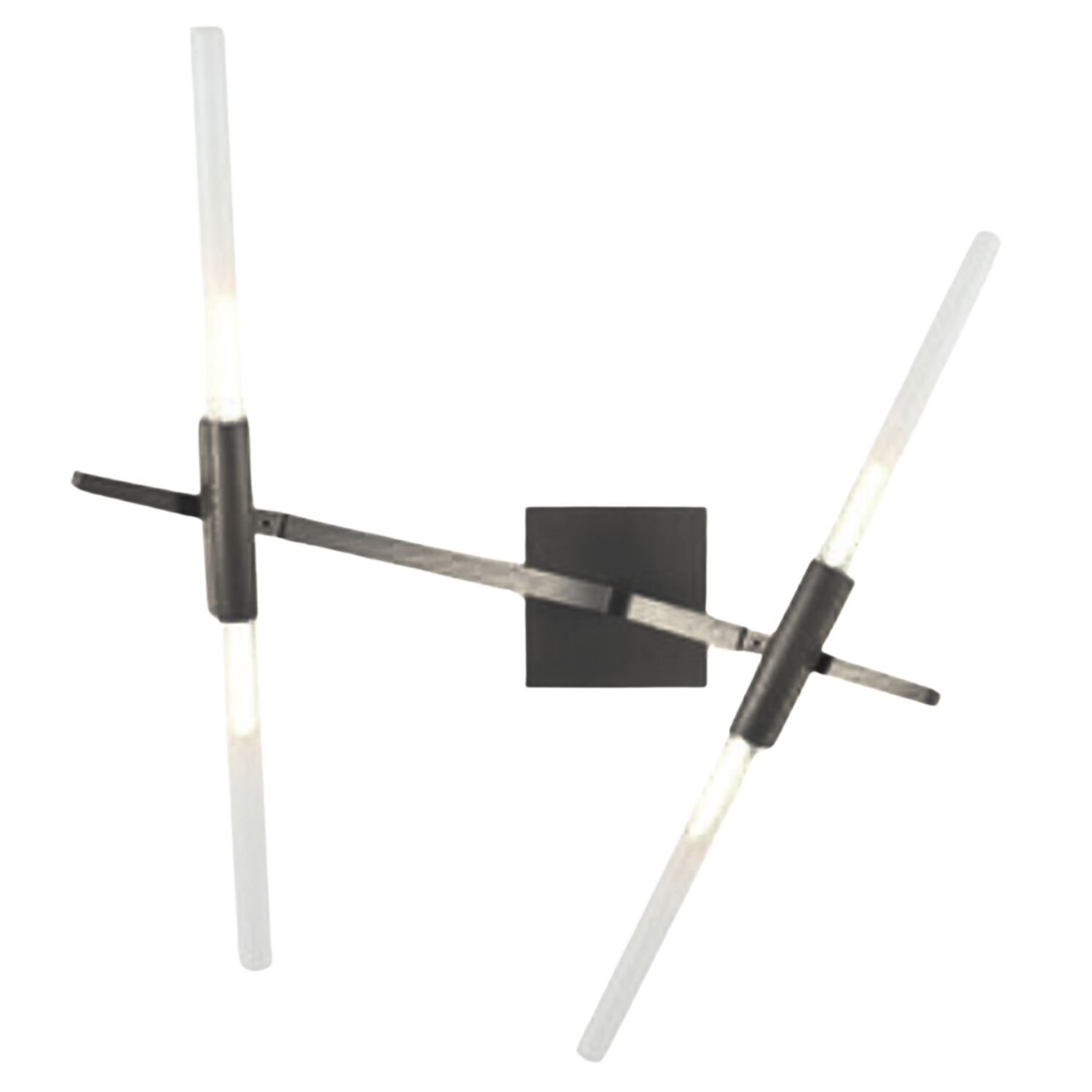 White Glass Tubes 4 Bulb Adjustable Wall Lamp - Black