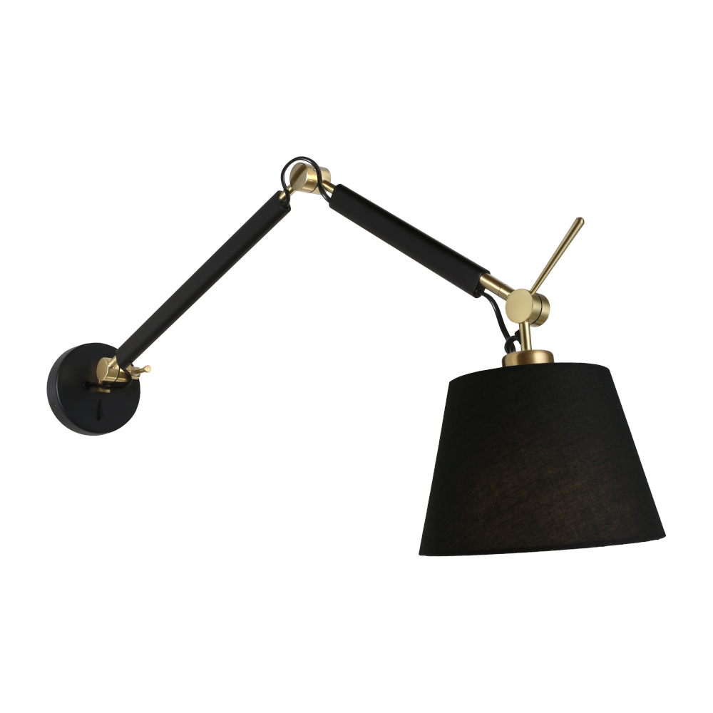 Alsta Black Gold Adjustable Single Armed Wall Light