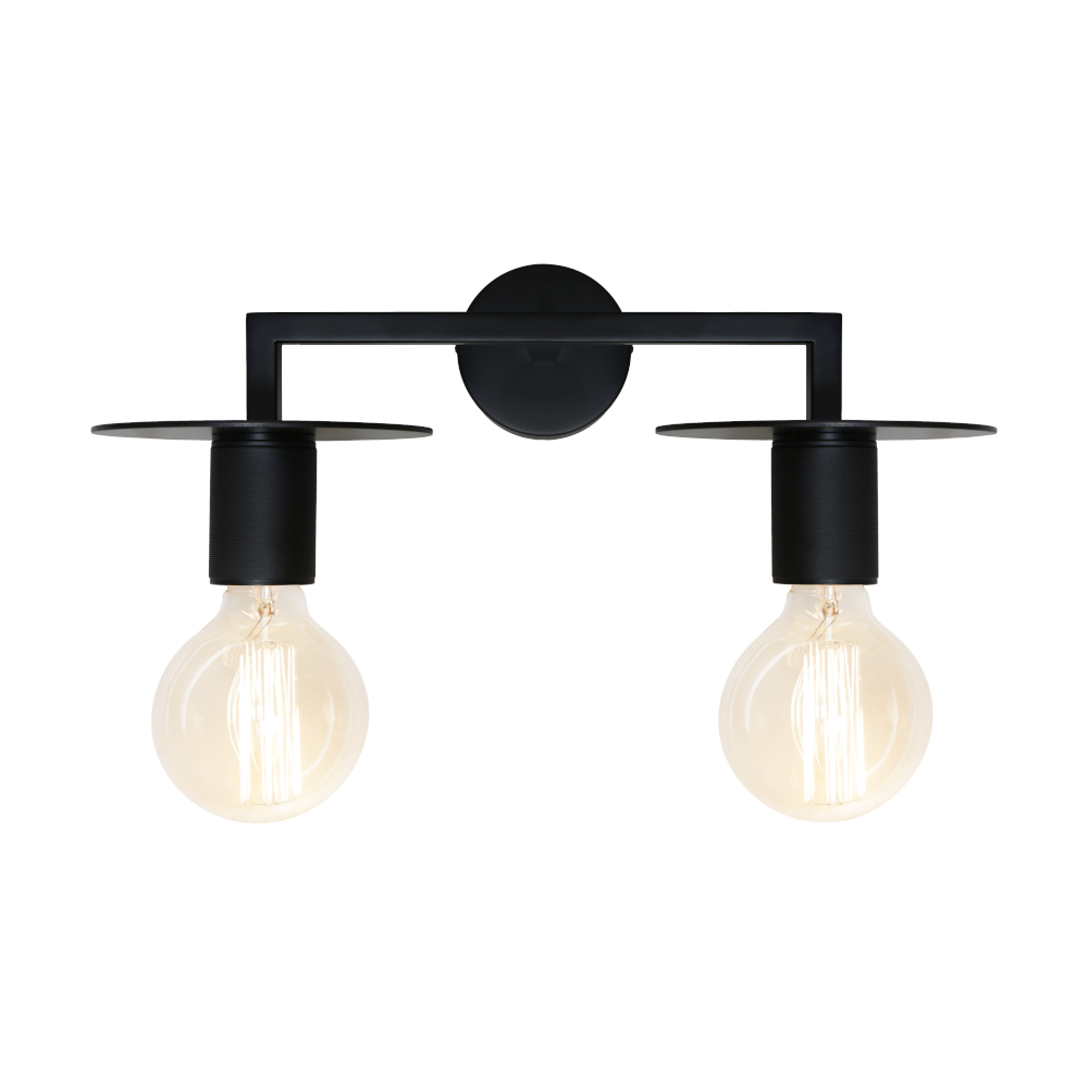 Inka Black Bare Bulb Twin Light Wall Lamp