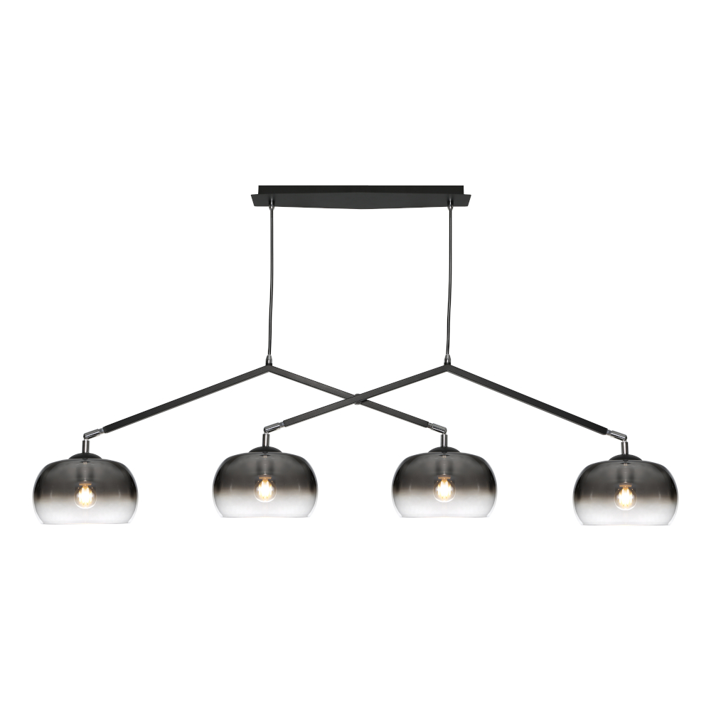 Jordet Smoke Clear Ombre Glass Quad Pendant Light