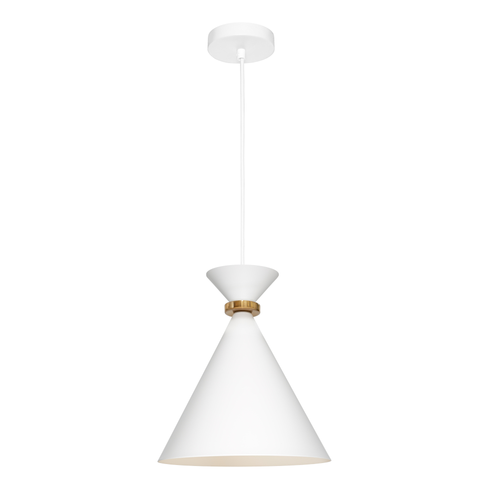 Julia White Narrow Conical Modern Minimalist Pendant