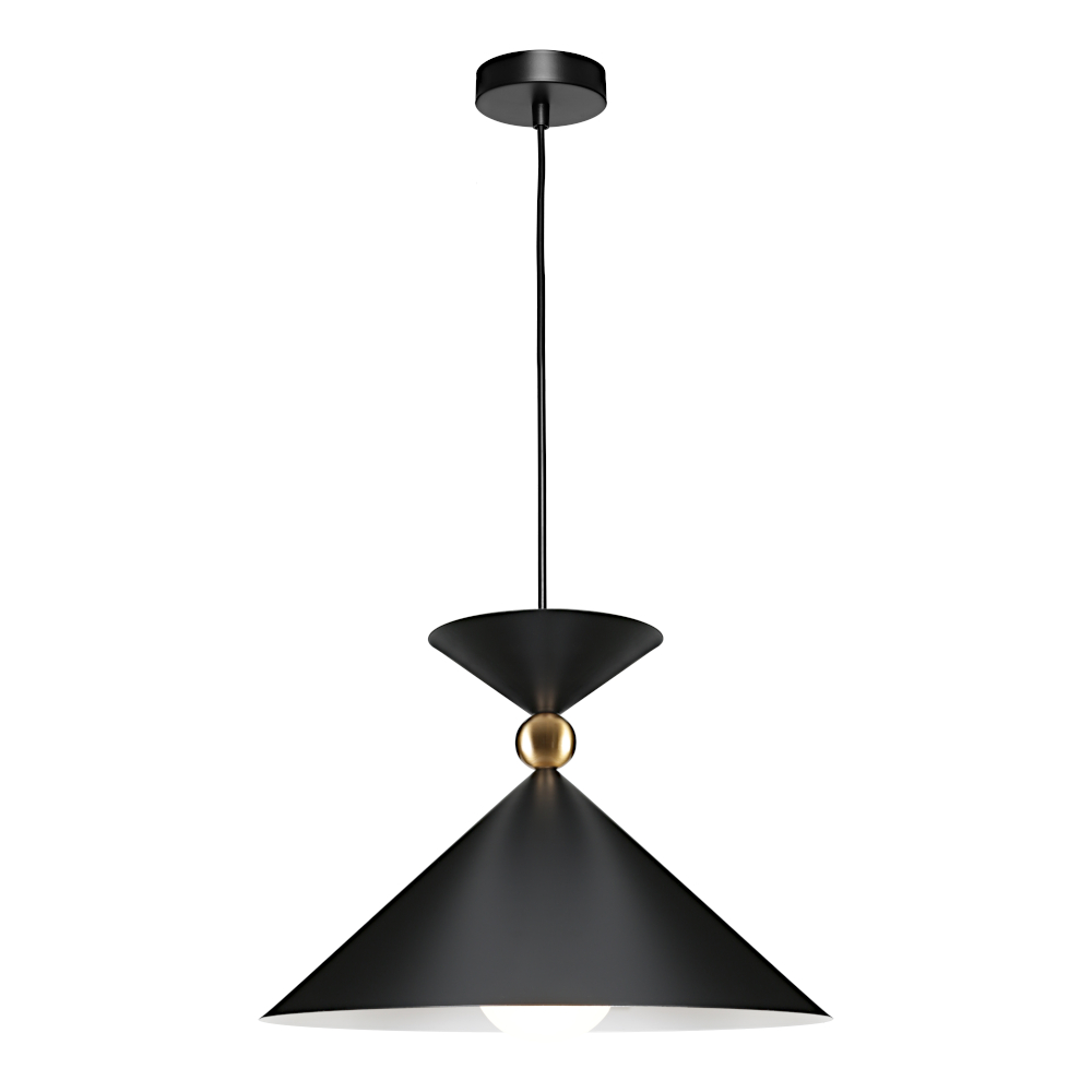Krissy Black Gold Wide Cone Hourglass Pendant Light