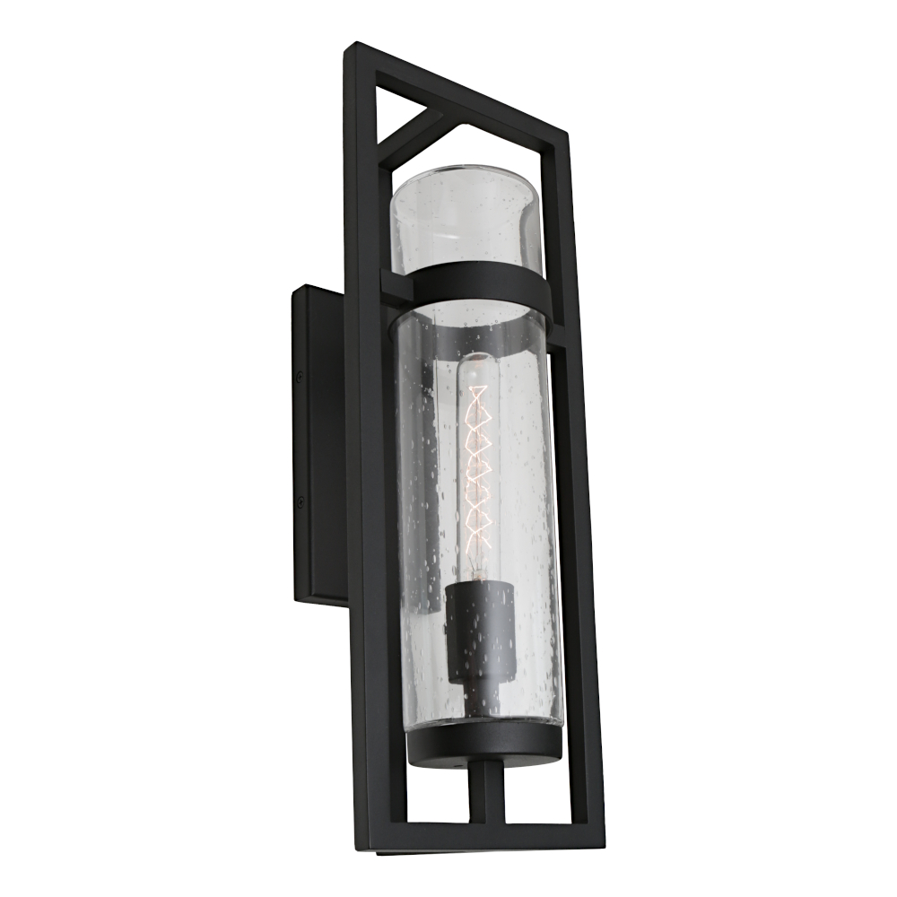 Toulon Clear Stippled Glass Black Metalware Wall Light