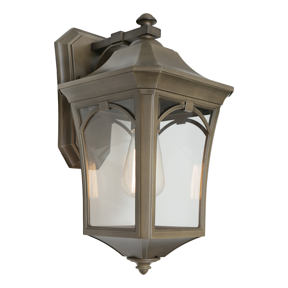 Burston Old Bronze Clear Glass Lantern Wall Lamp