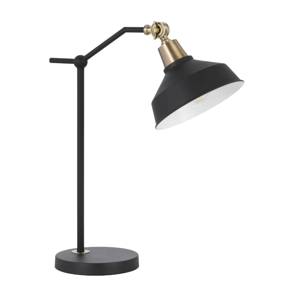 Kylan Adjustable Matt Black Wide Shade Table Lamp