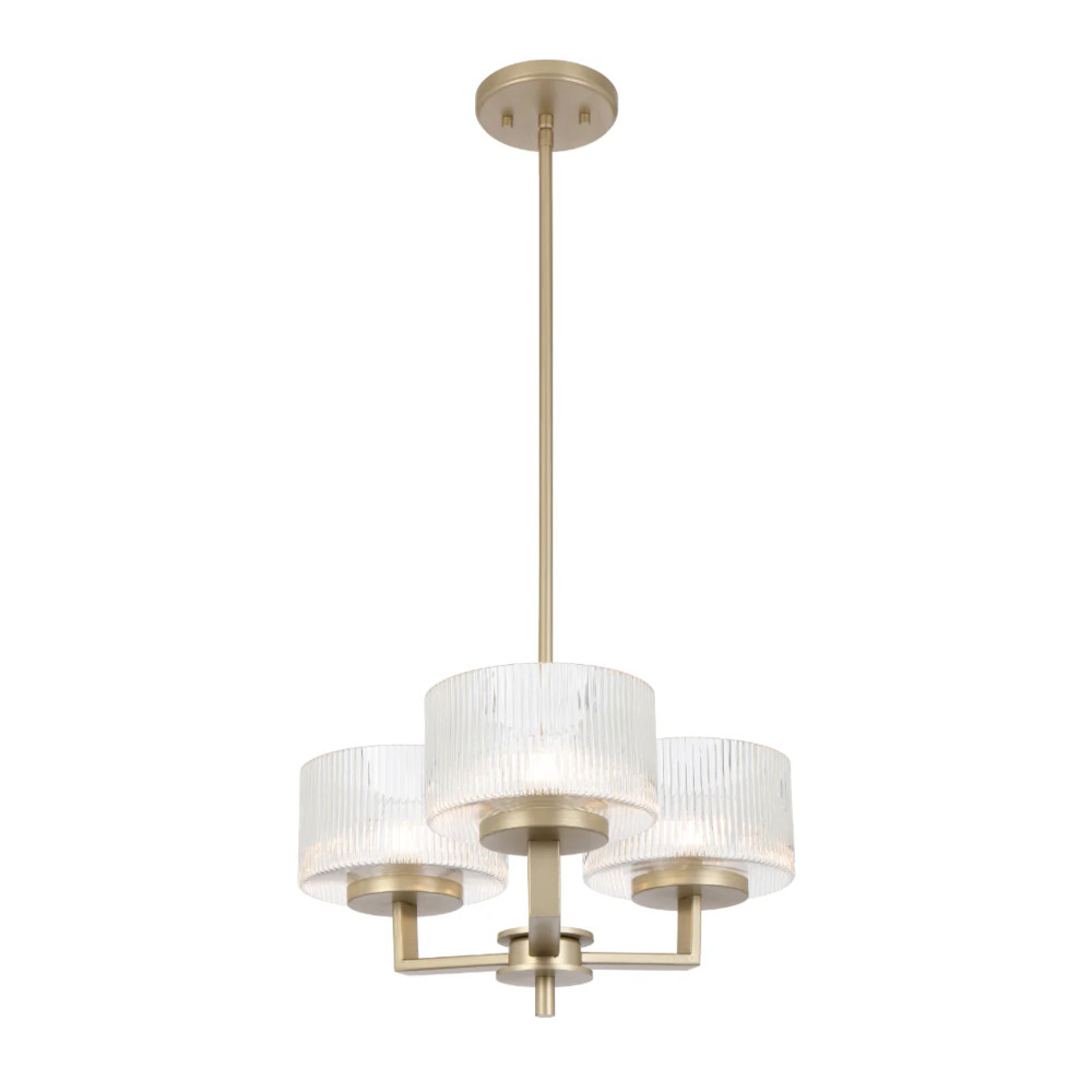 Moreno 3 Light Antique Silver Ribbed Glass Pendant