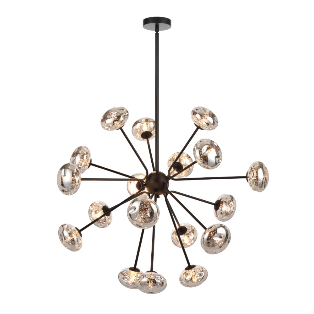 Varlin 18 Light Matt Black Mirror Glass Sputnik Chandelier