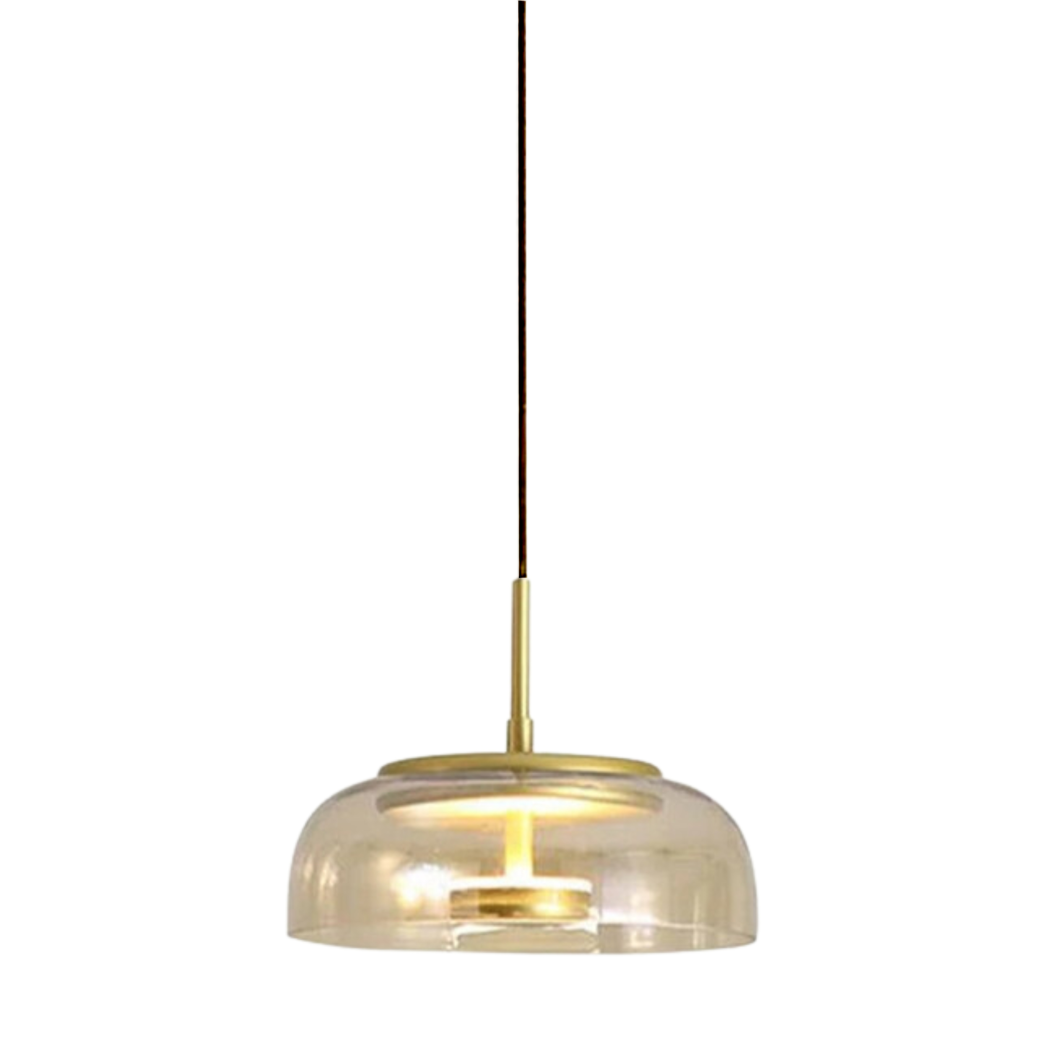 Open Amber Glass Gold LED Pendant Light