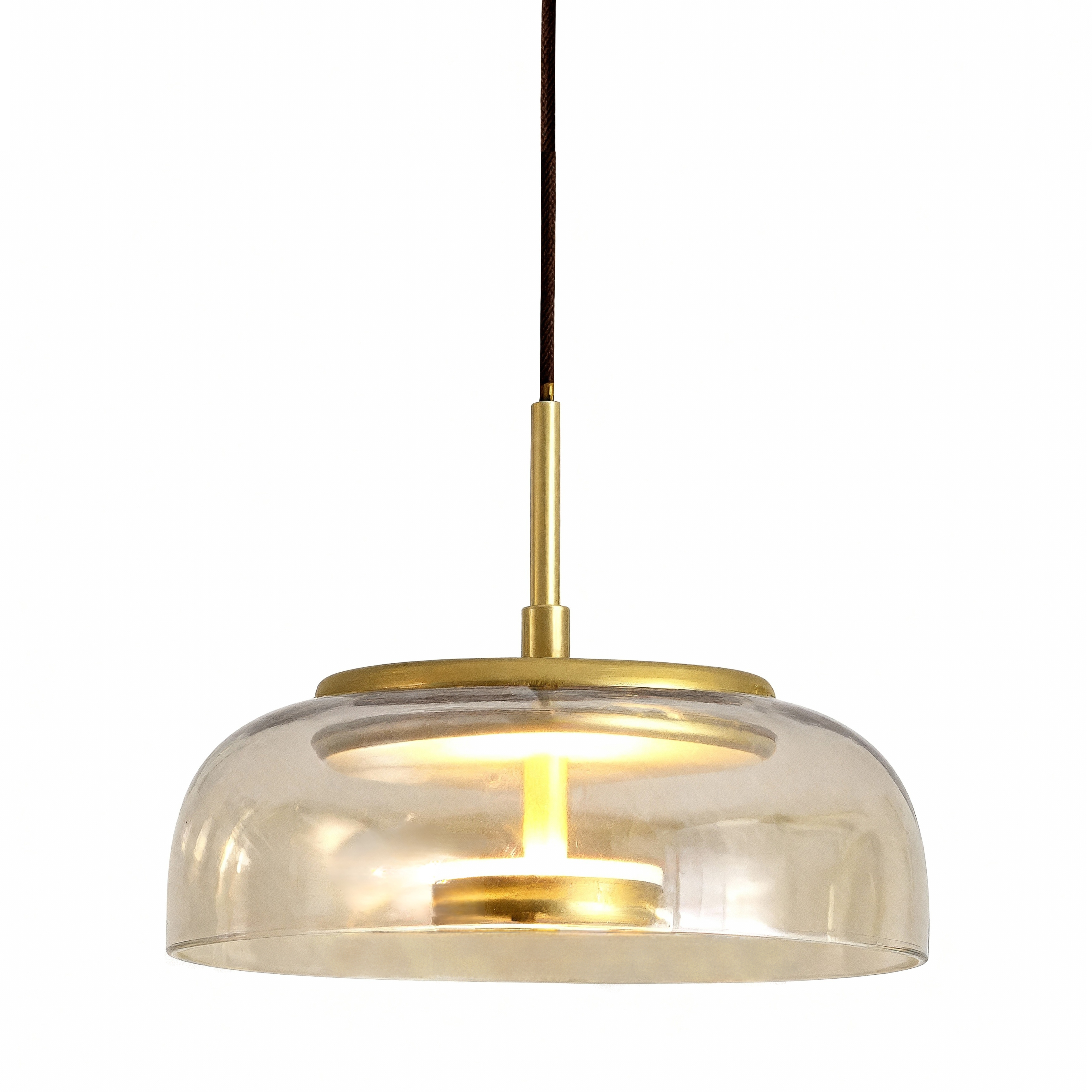 Open Amber Glass Gold LED Pendant Light