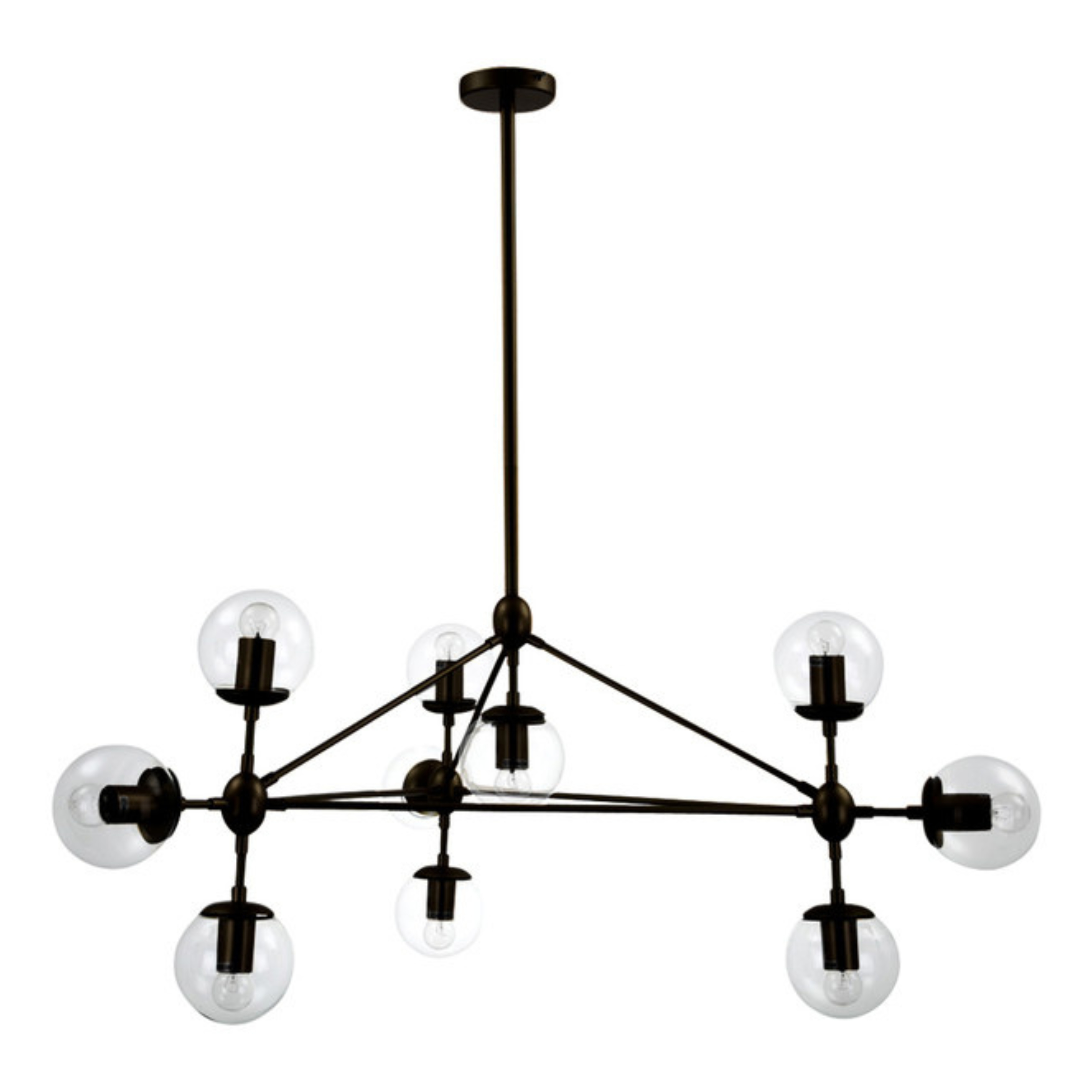 Geometric Diamond Black Clear Glass 10 Bulb Chandelier