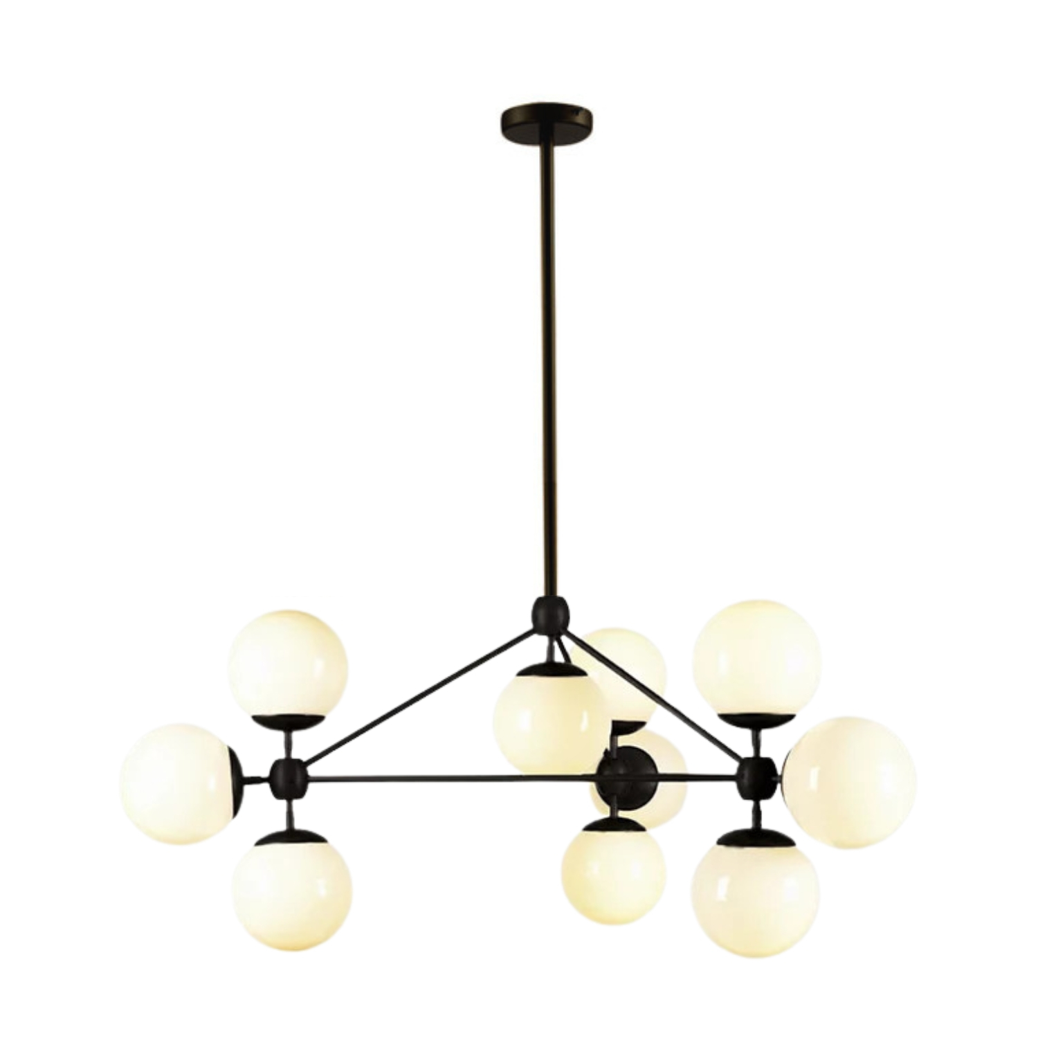 Geometric Diamond Black Opal Glass 10 Bulb Chandelier
