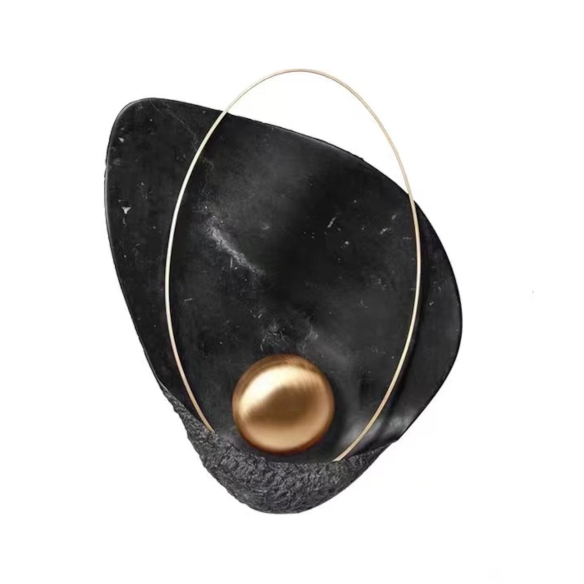 Athens Resin Marble Brass Feature Wall Sconce - Black