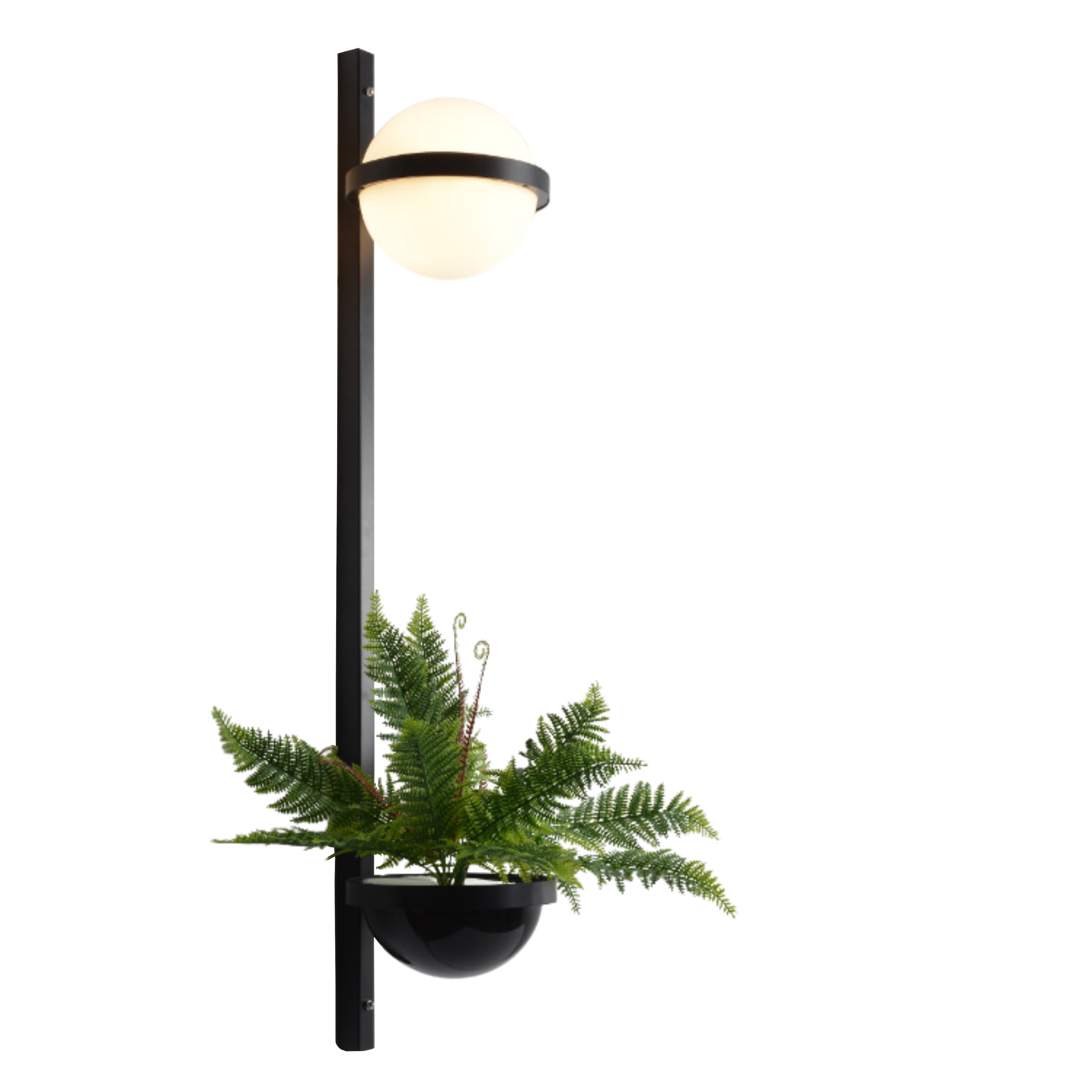 Garden Black Single Globe with Planter Wall Light