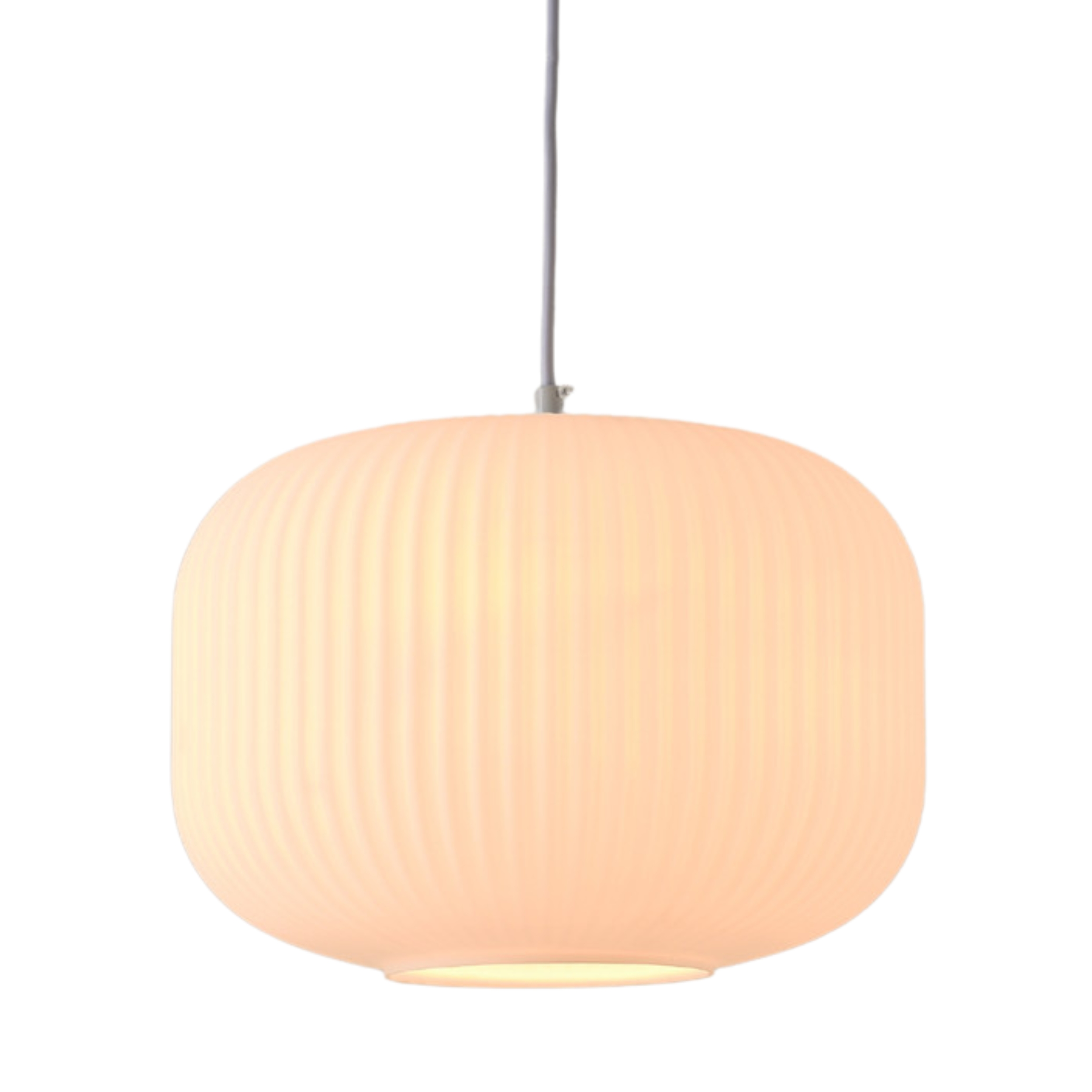 Holm Drum Ribbed Glass Pendant Light