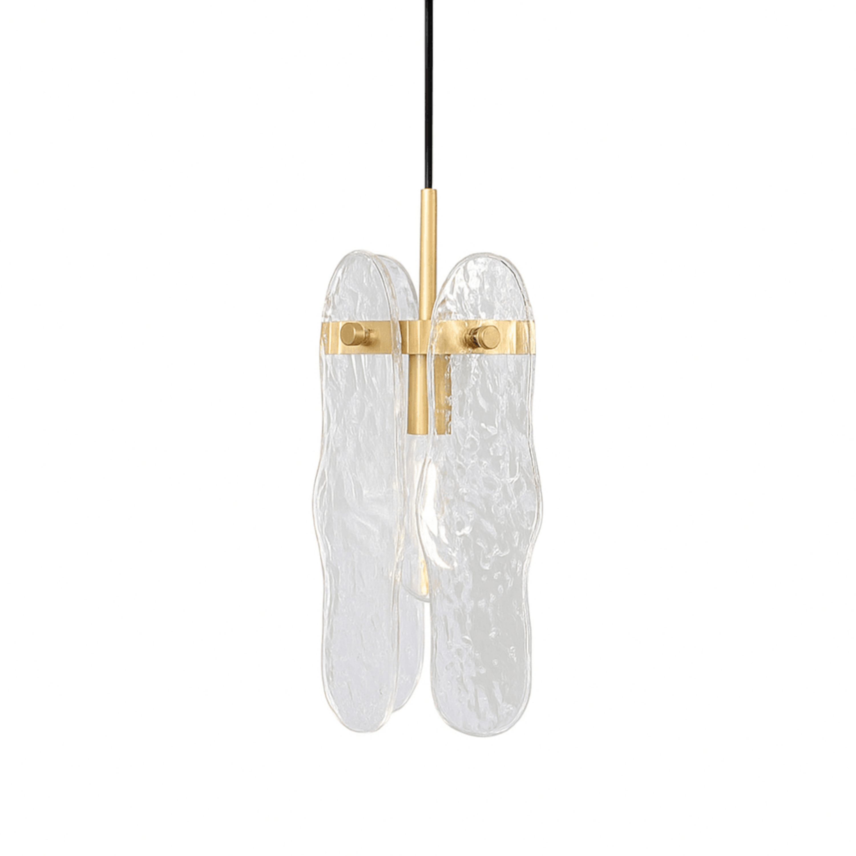 Ice Brass Rippled Glass Modern Pendant Light