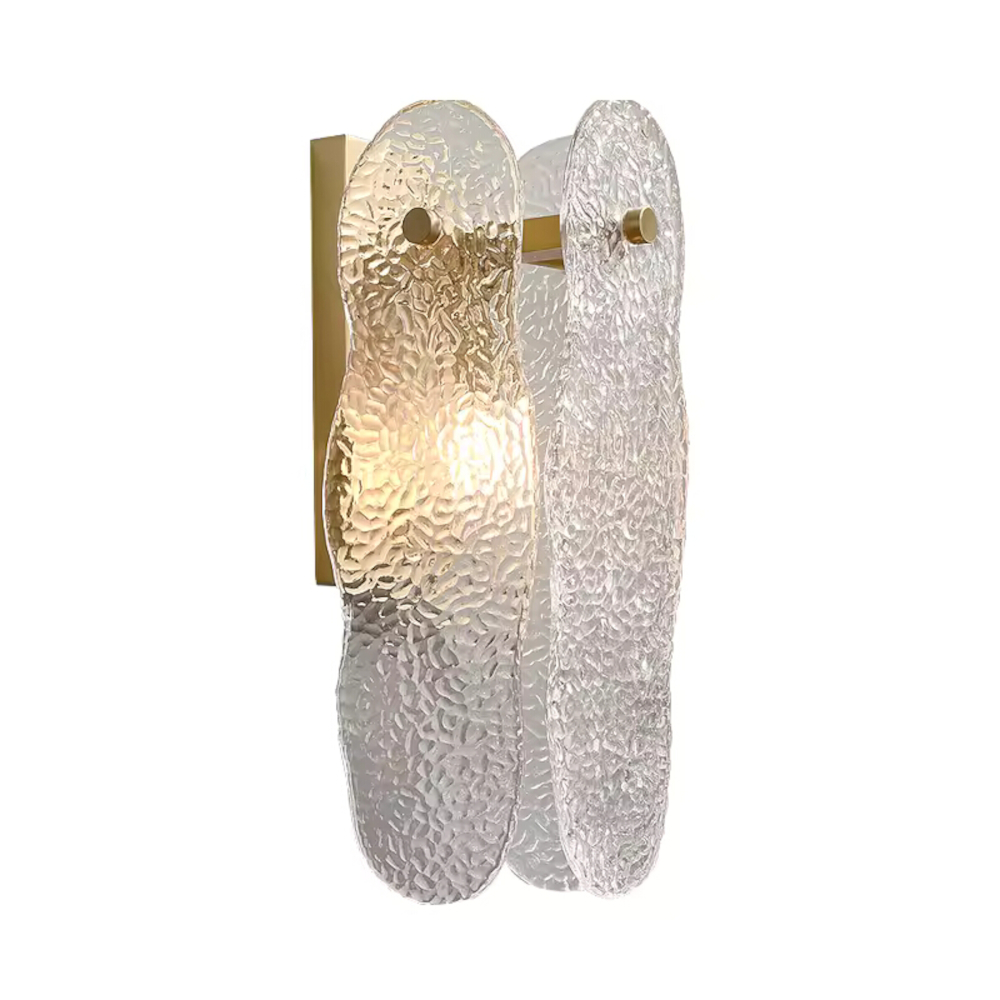 Ice Brass Rippled Glass Modern Wall Sconce