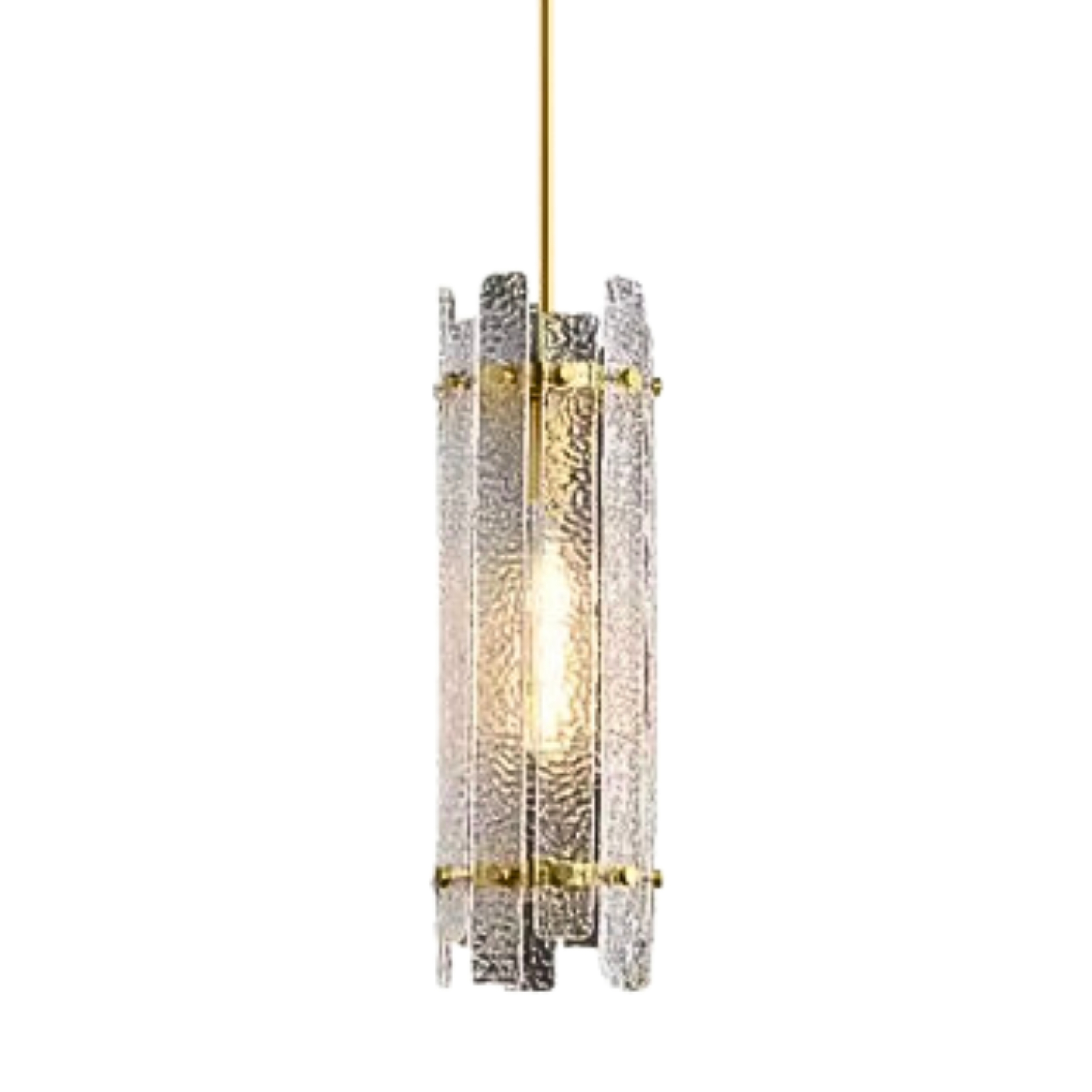 Palazzo Long Brass Textured Glass Modern Pendant Light