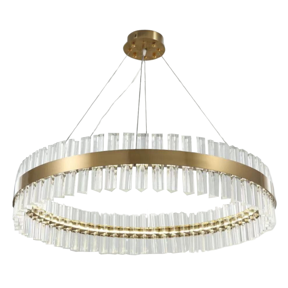 Athena Round Gold Crystal Glass Pendant Chandelier