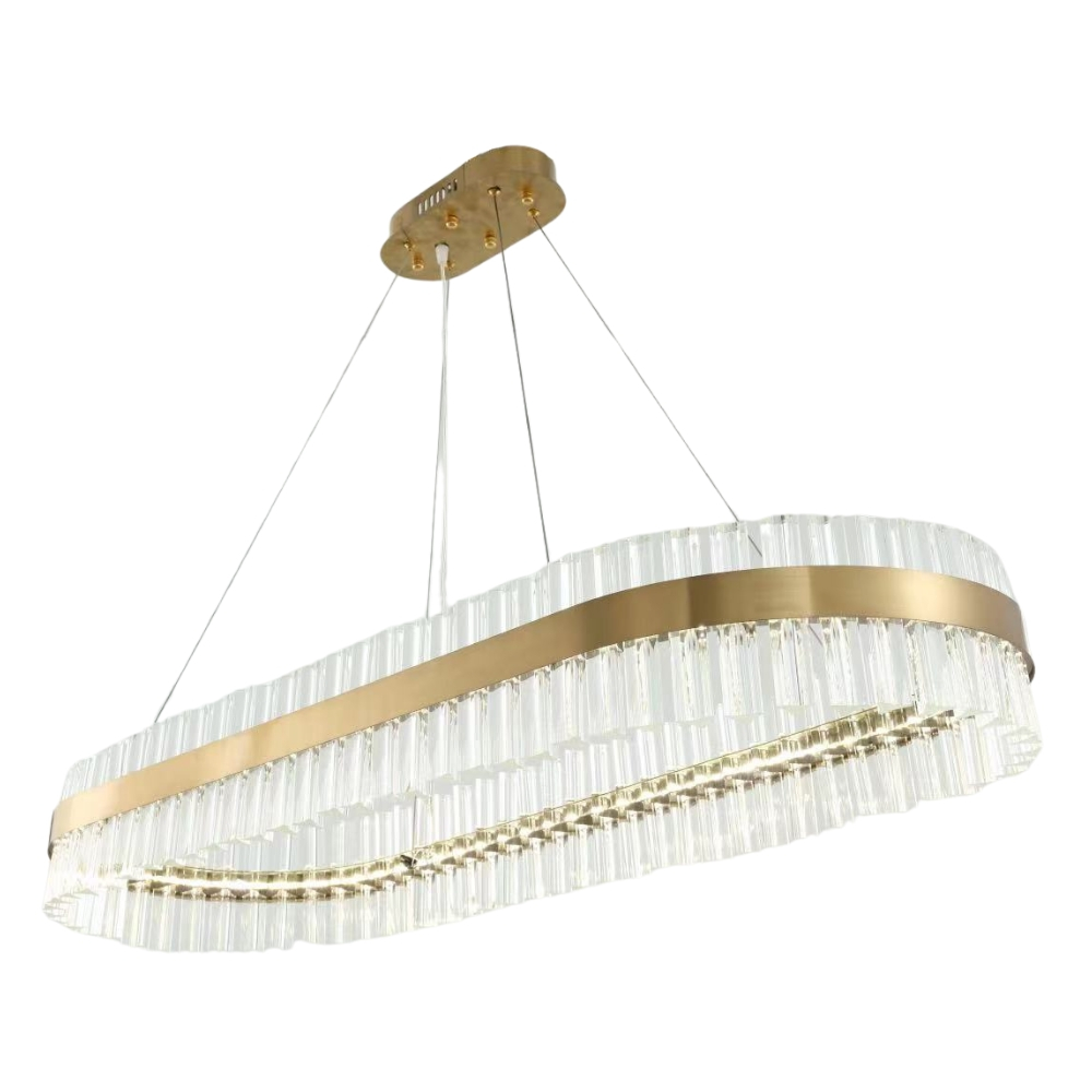 Athena Oval Gold Crystal Glass Pendant Chandelier
