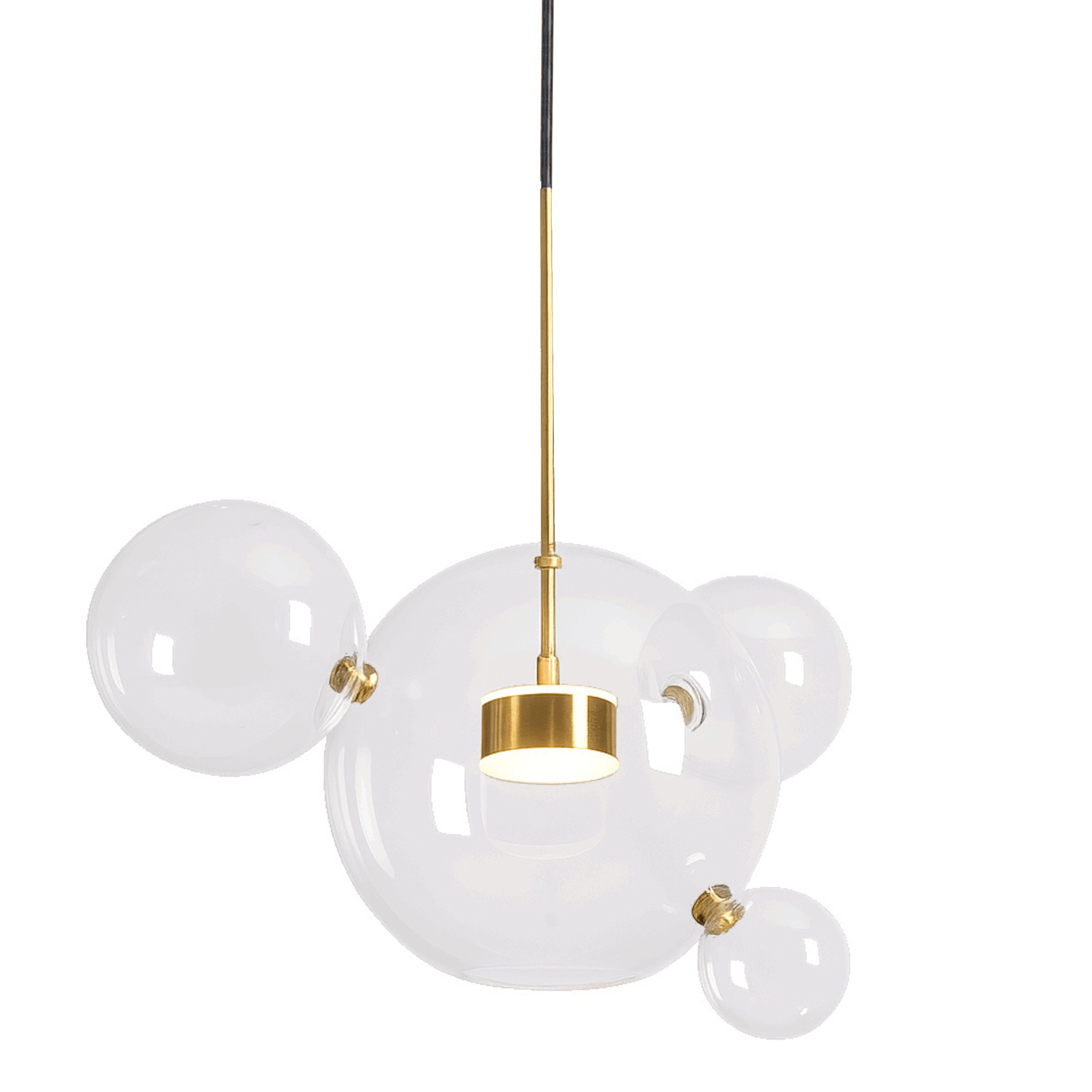 Bubbles Four Ball Clear Glass LED Feature Pendant Light