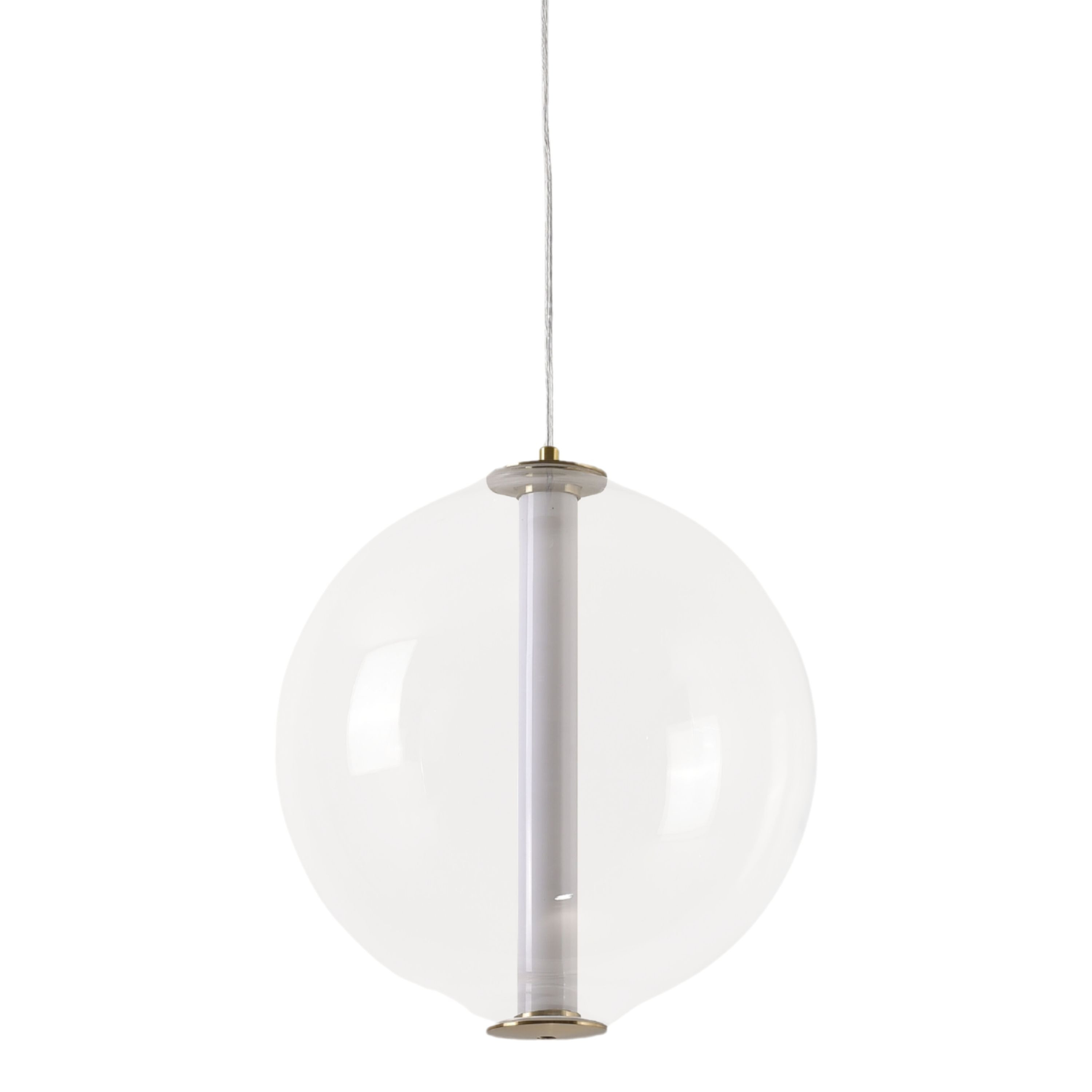 Oslo Round Handblown Clear Glass with LED Light Rod Pendant Light