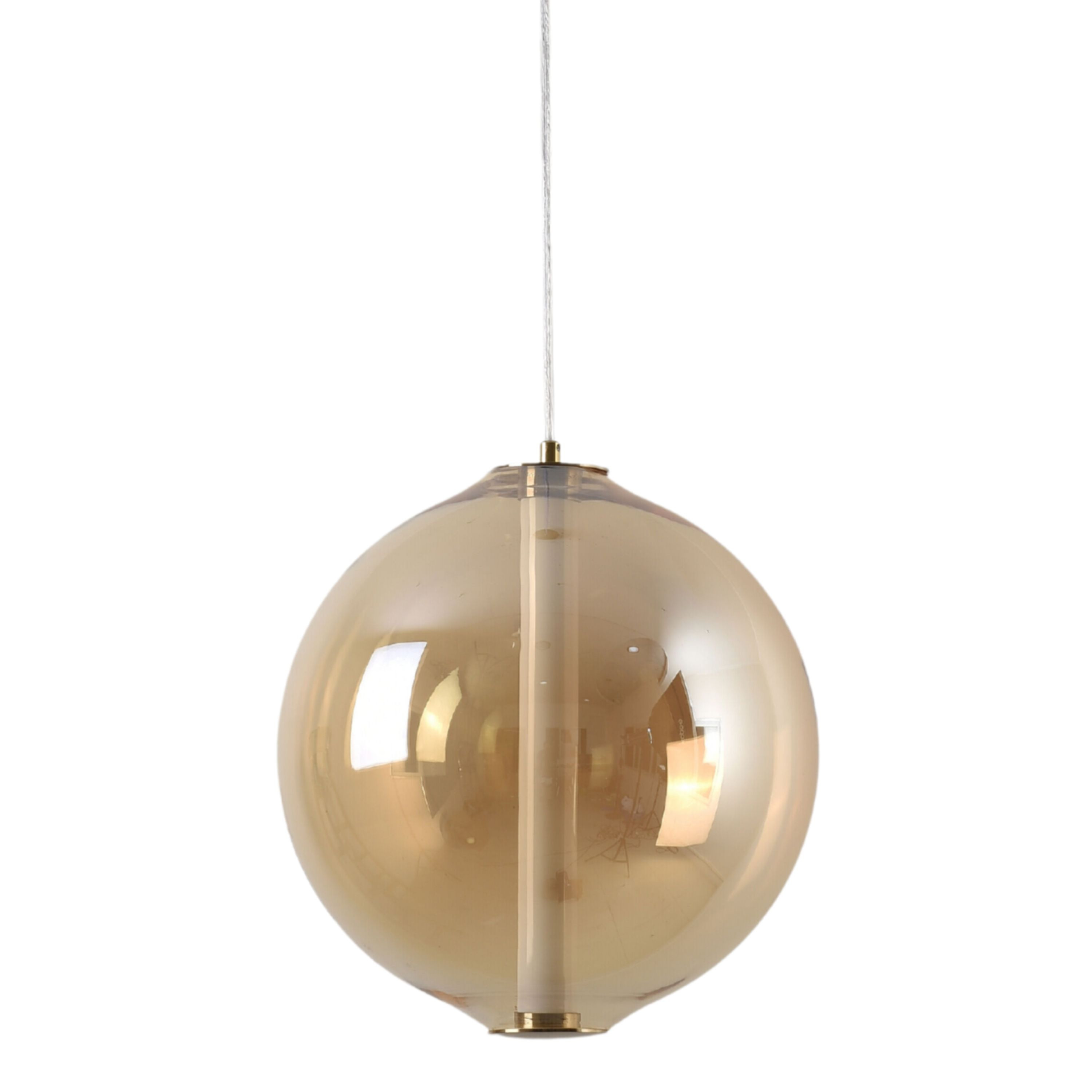 Oslo Round Handblown Amber Glass with LED Light Rod Pendant Light