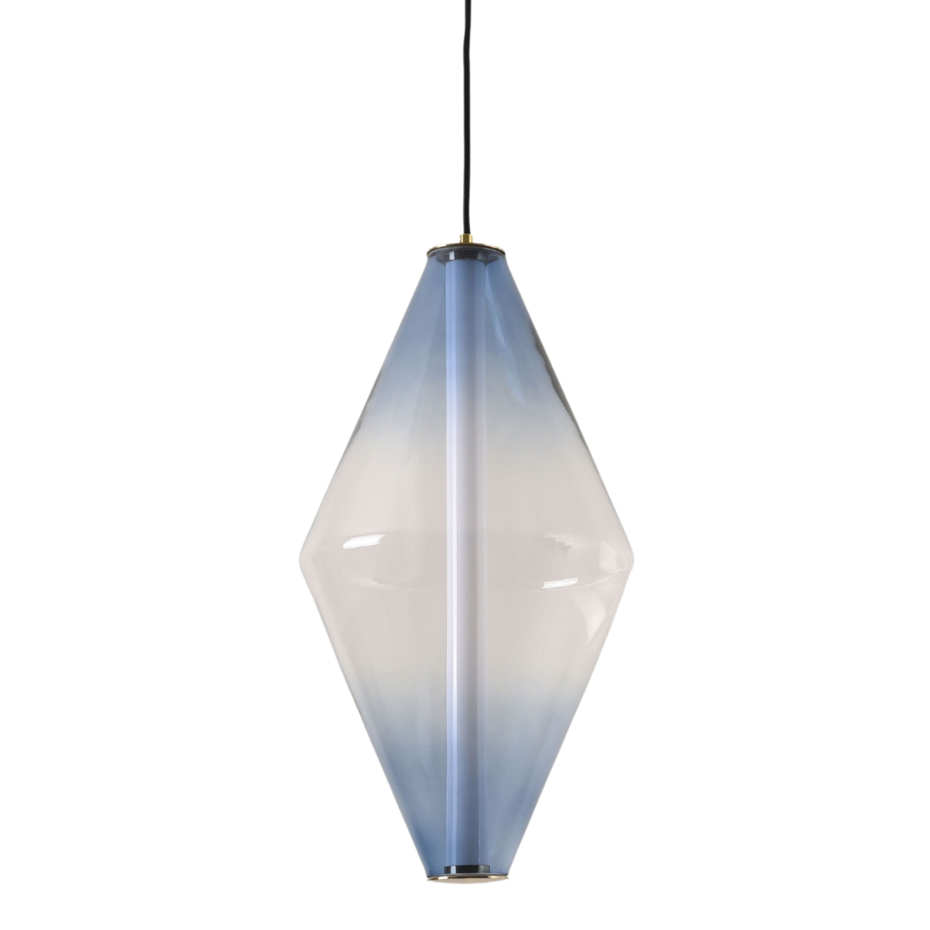 Oslo Tall Handblown Blue Glass with LED Light Rod Pendant Light