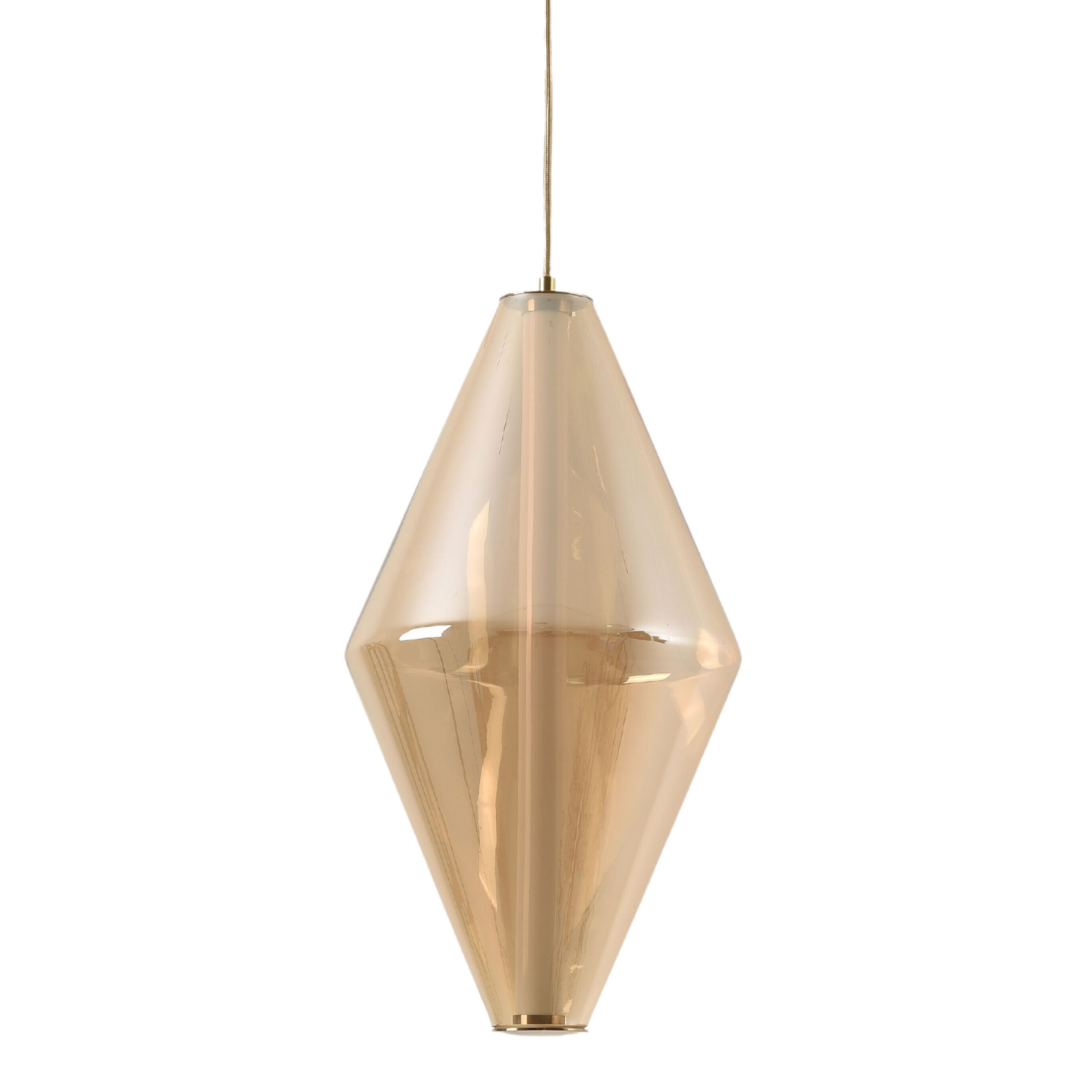 Oslo Tall Handblown Amber Glass with LED Light Rod Pendant Light