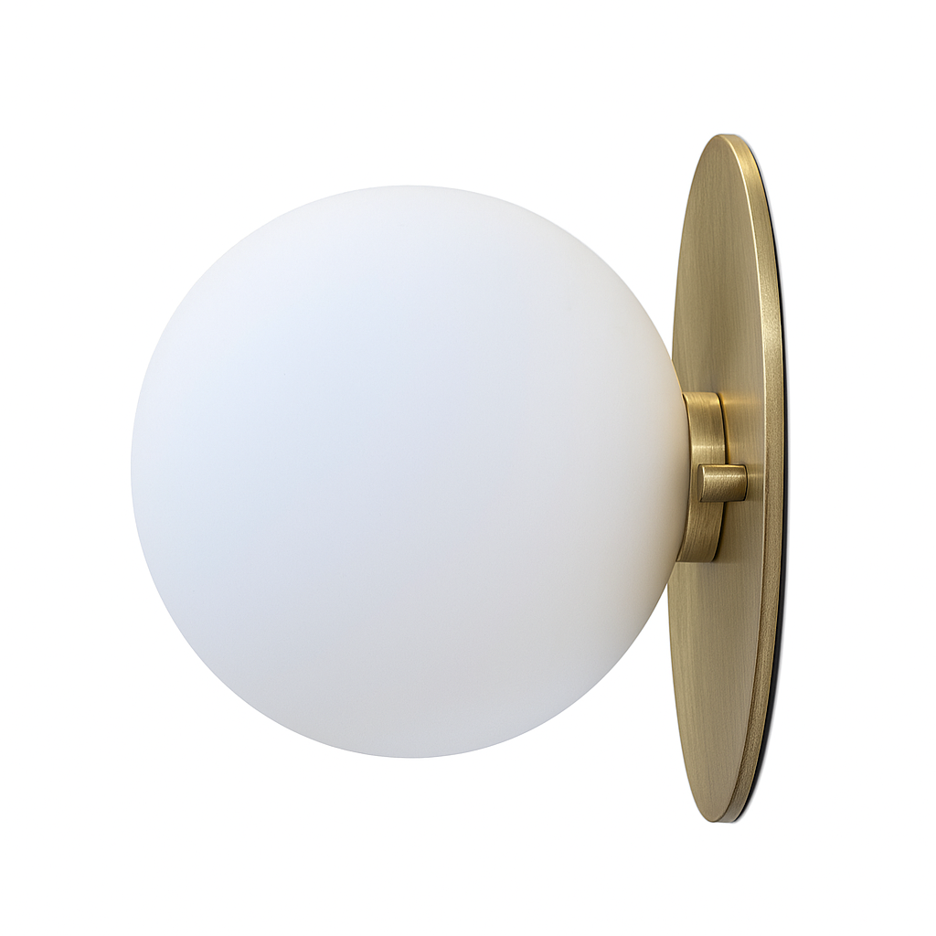 Orb Opal Glass Brass Disc Wall Light