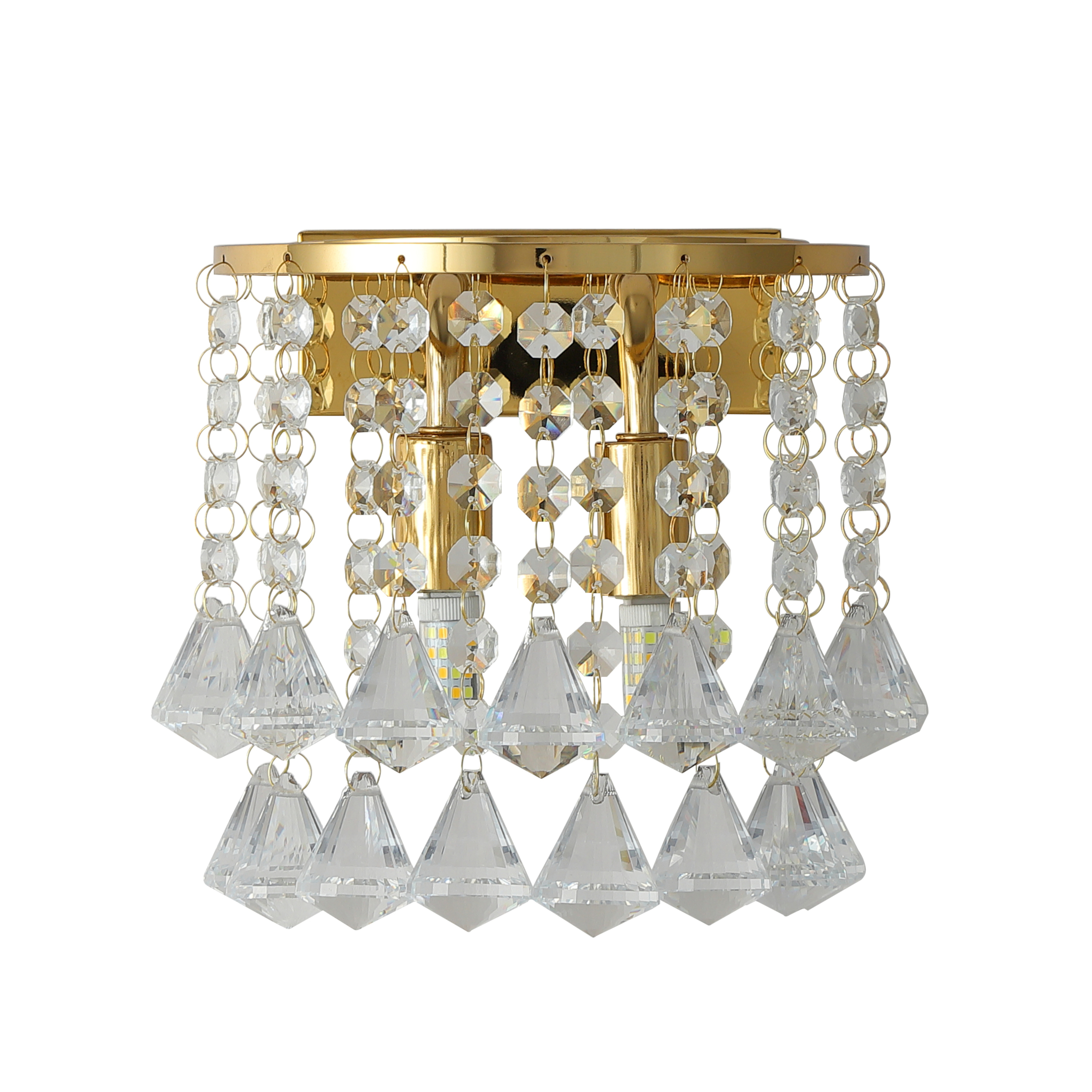 Blizz Diamond Crystal Twin Lights Golden Wall Lamp
