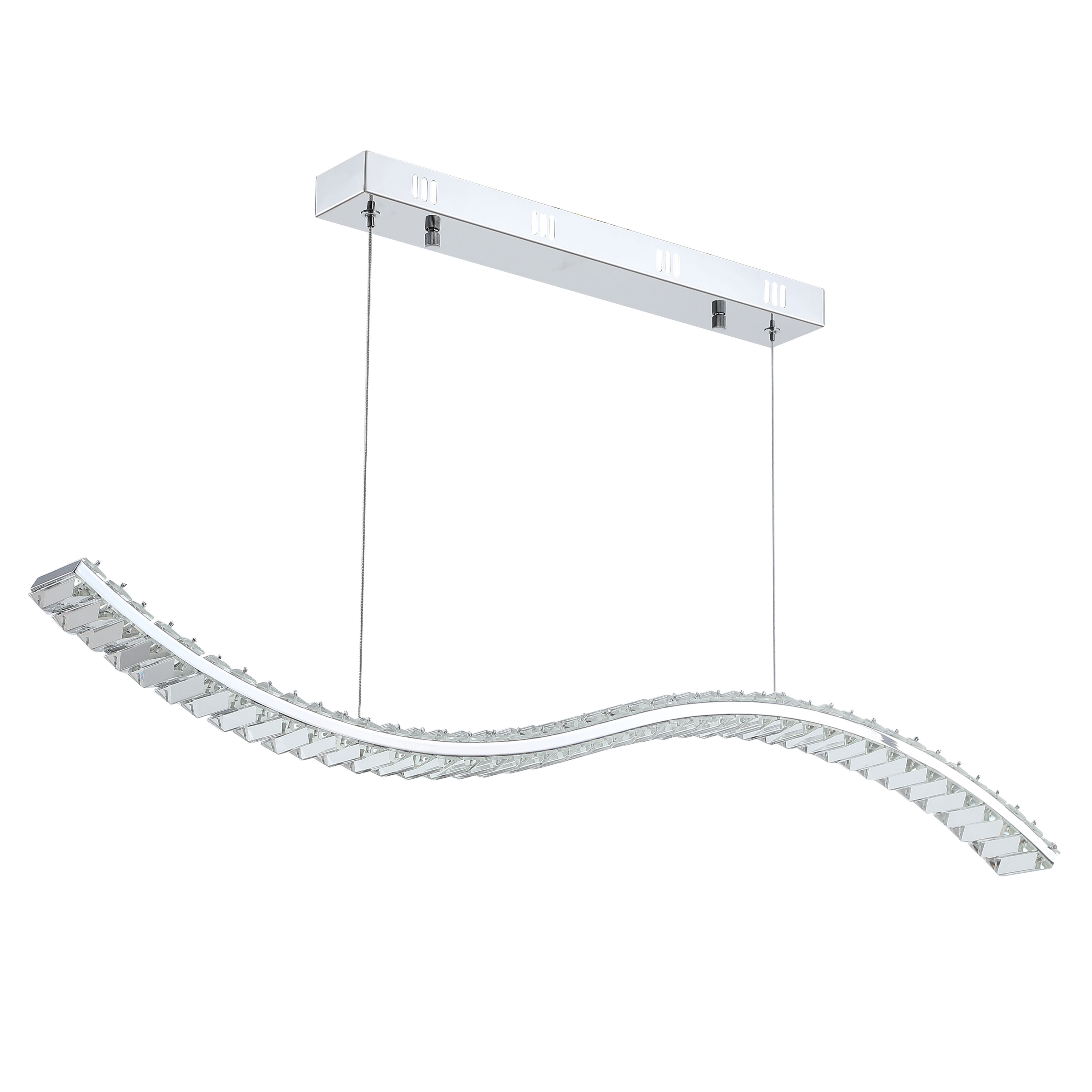 Clear Crystal Chrome Wave Tricolour LED Pendant Light
