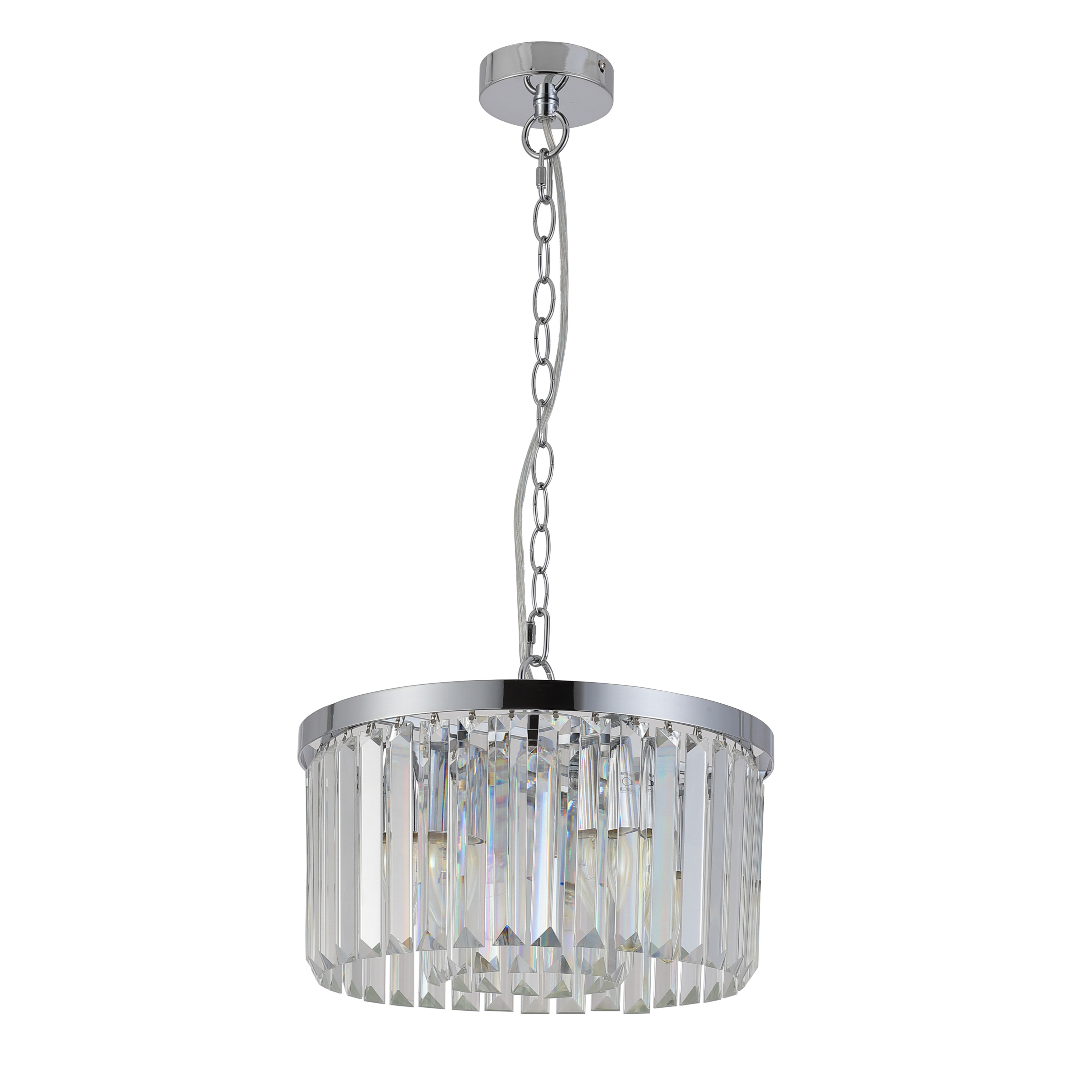 Dor Chrome Crystal Drum Pendant Light