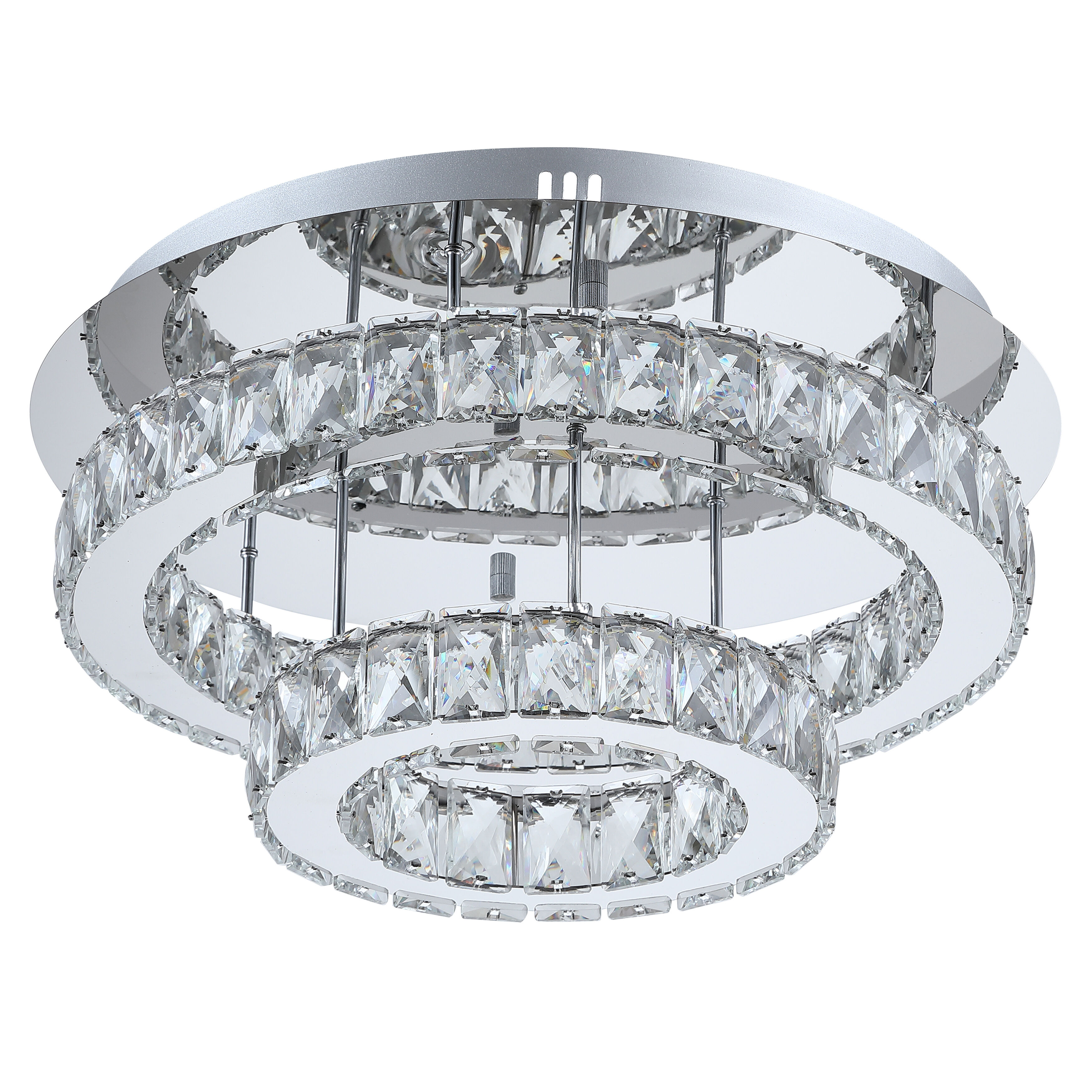 DR Three-Tiered Chrome Crystal Tricolour LED Ceiling Light