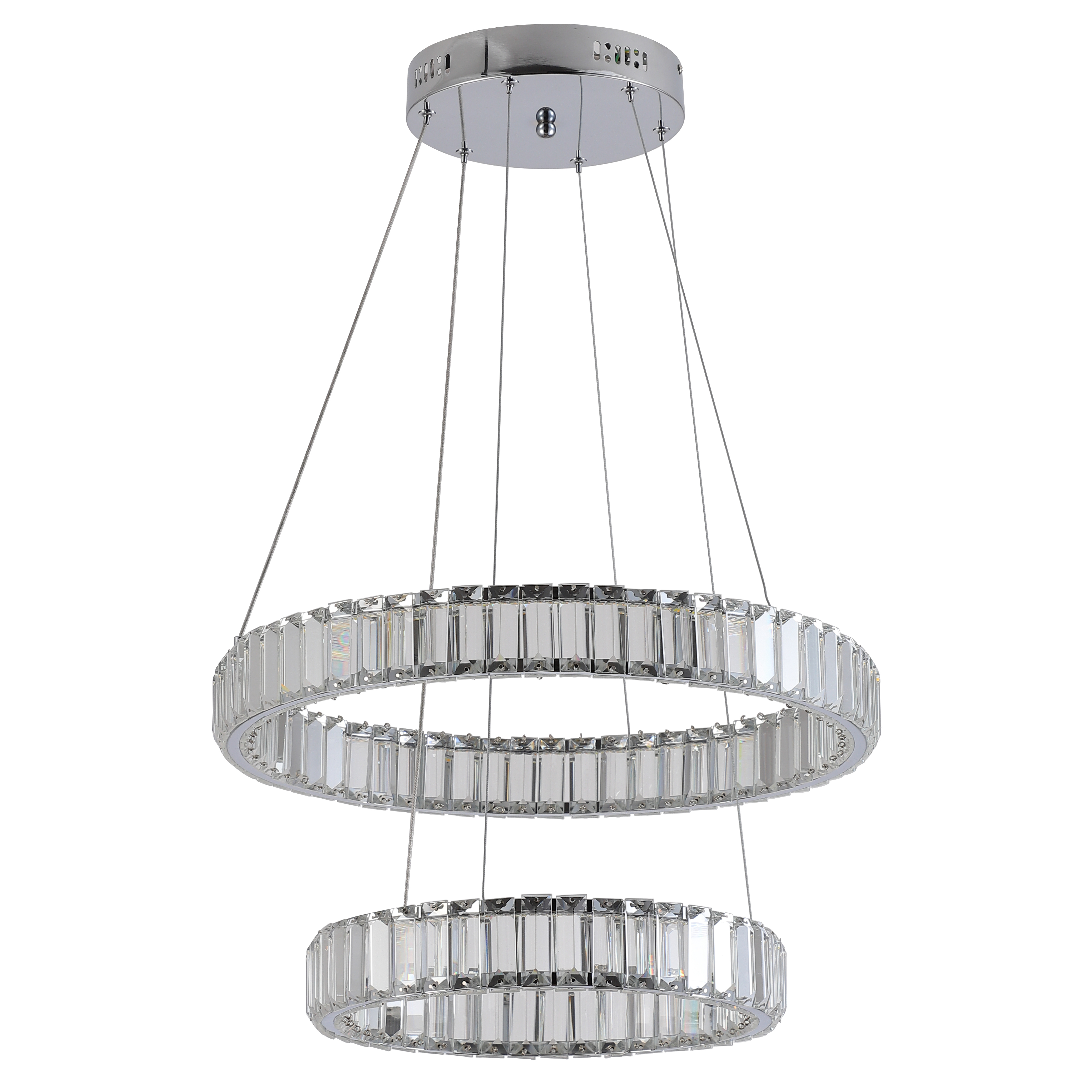 Eon Two-Tiered Chrome Glass Ring Tricolour LED Pendant