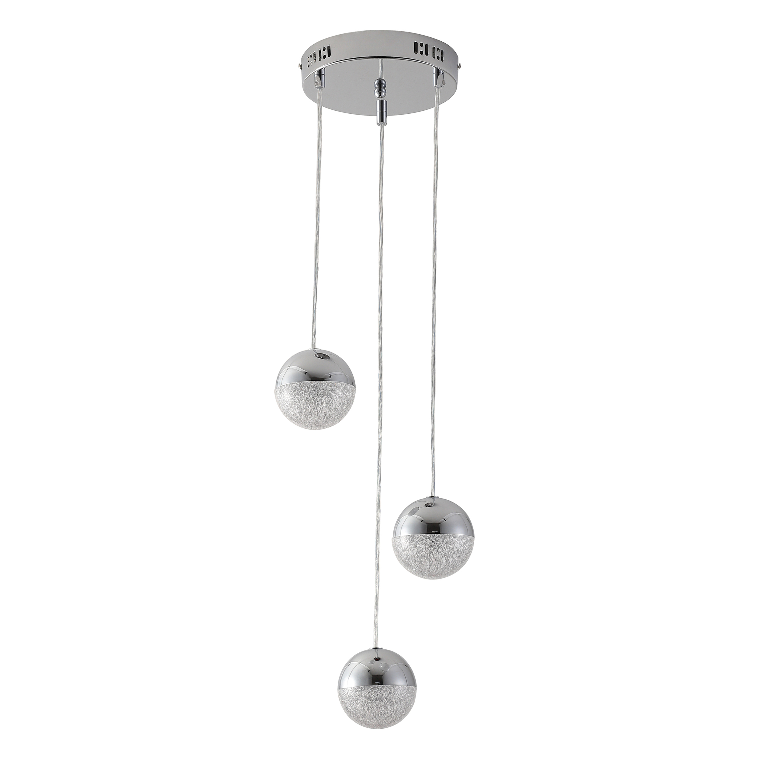 Eun Chrome Tricolour LED Triple Lights Cluster Pendant