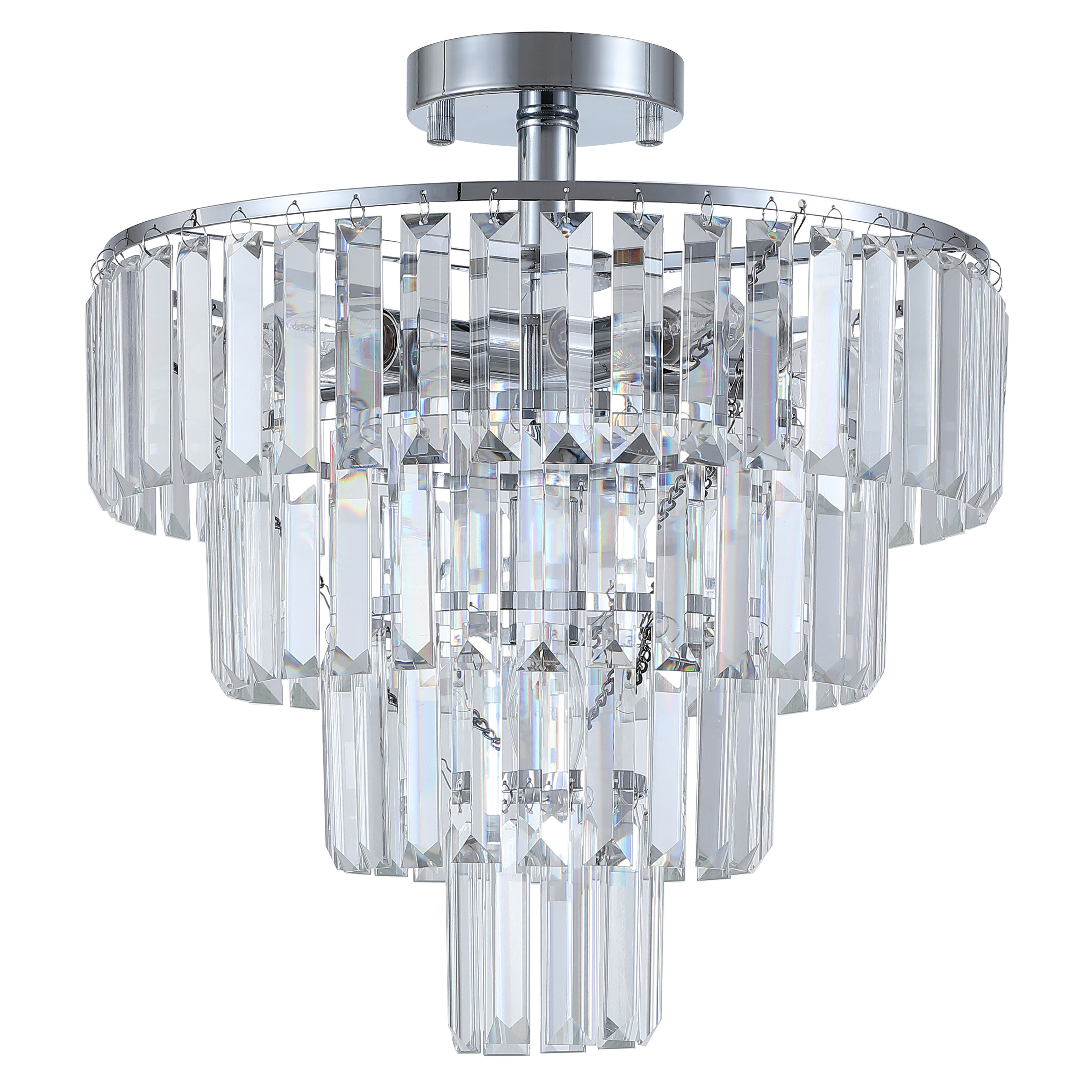 Four Drop Chrome Clear Crystal Close to Ceiling Light