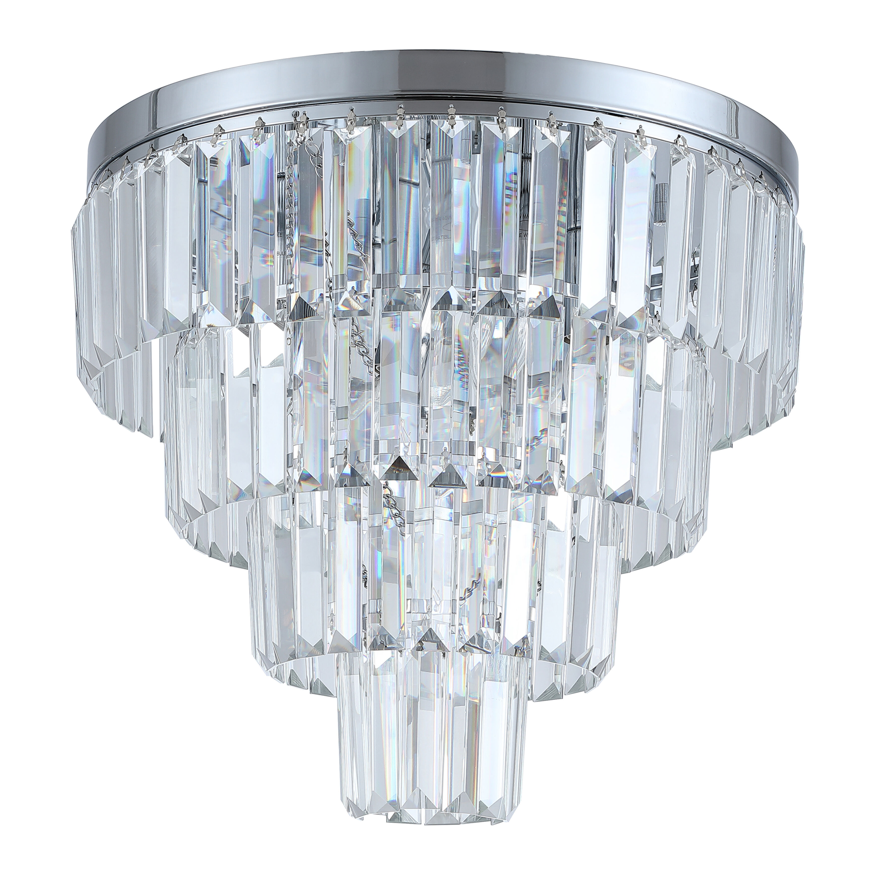 Four Drop Classic Chrome Clear Crystal Ceiling Light