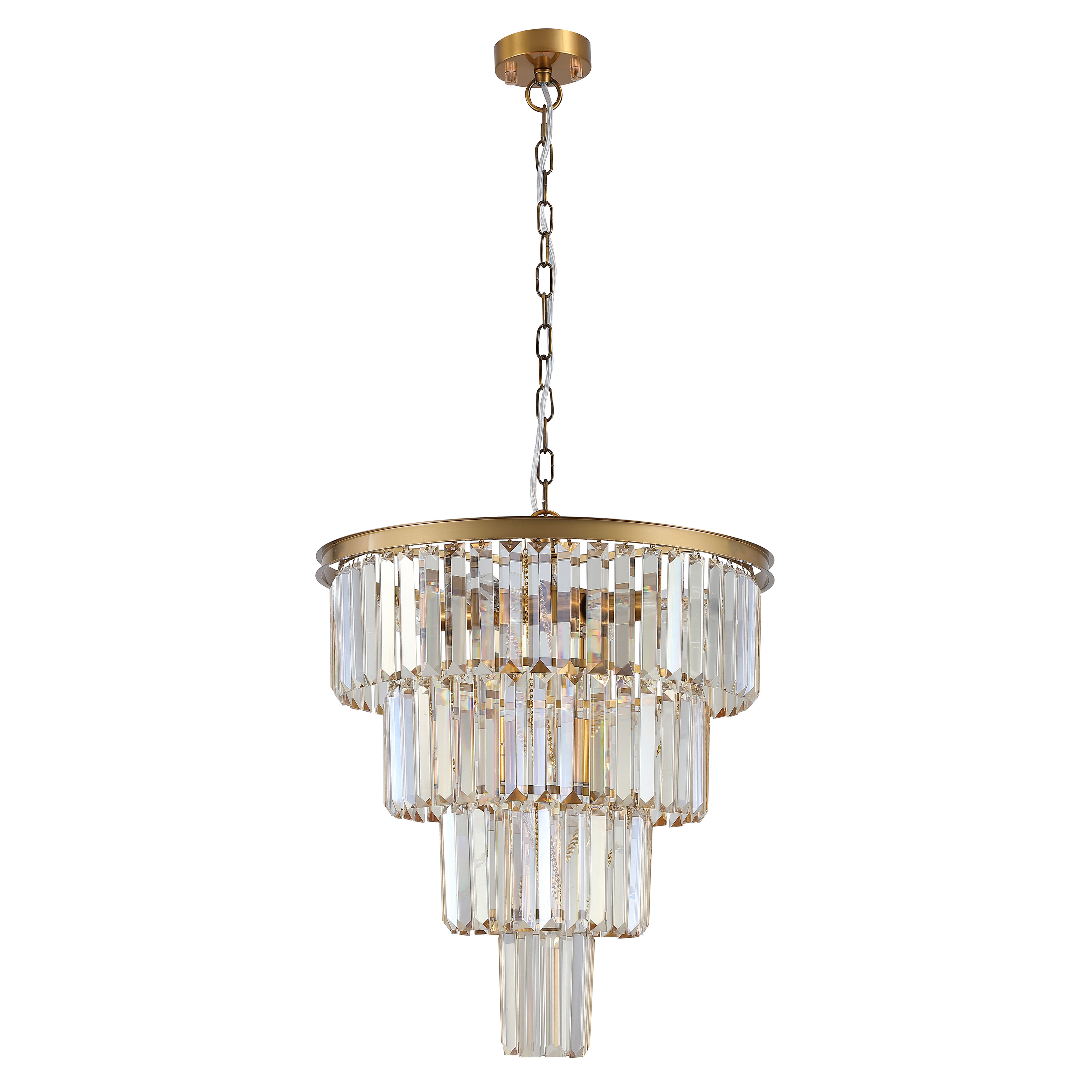 Four Drop Classic Gold Clear Crystal Pendant Chandelier