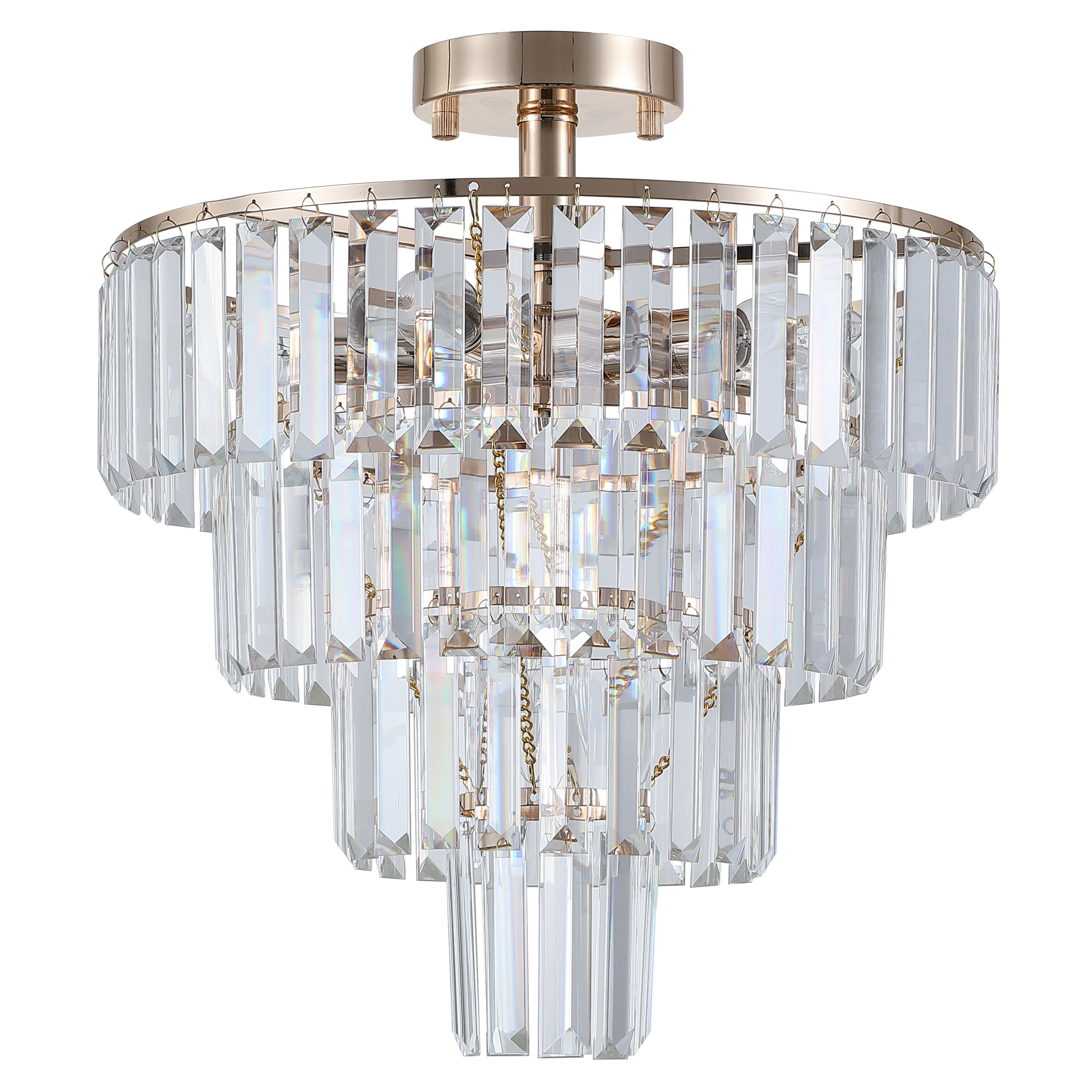 Four Drop Gold Clear Crystal Close to Ceiling Light