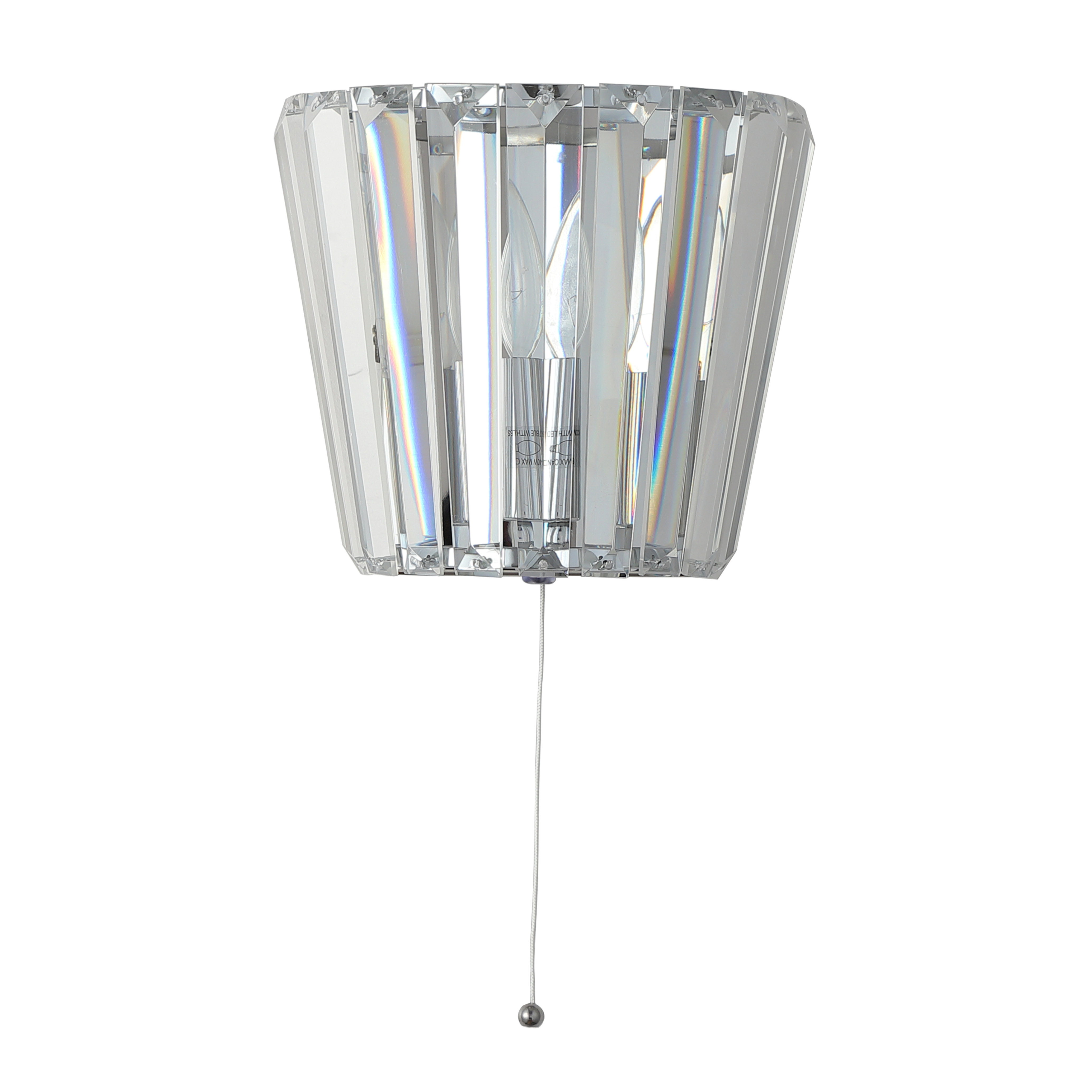 Glimmes Chrome Crystal Wall Light with Pull Cord