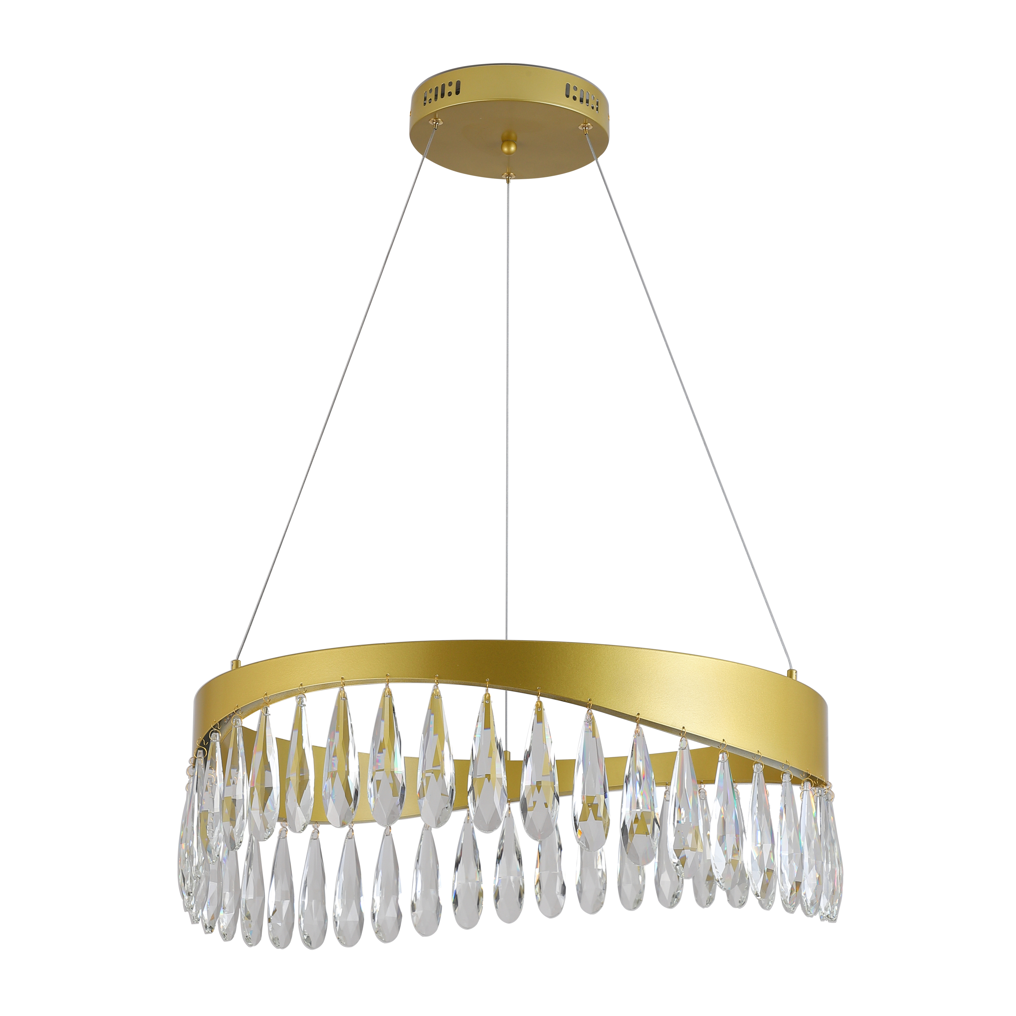 Lux Teardrop Crystal Golden Ring Pendant Light