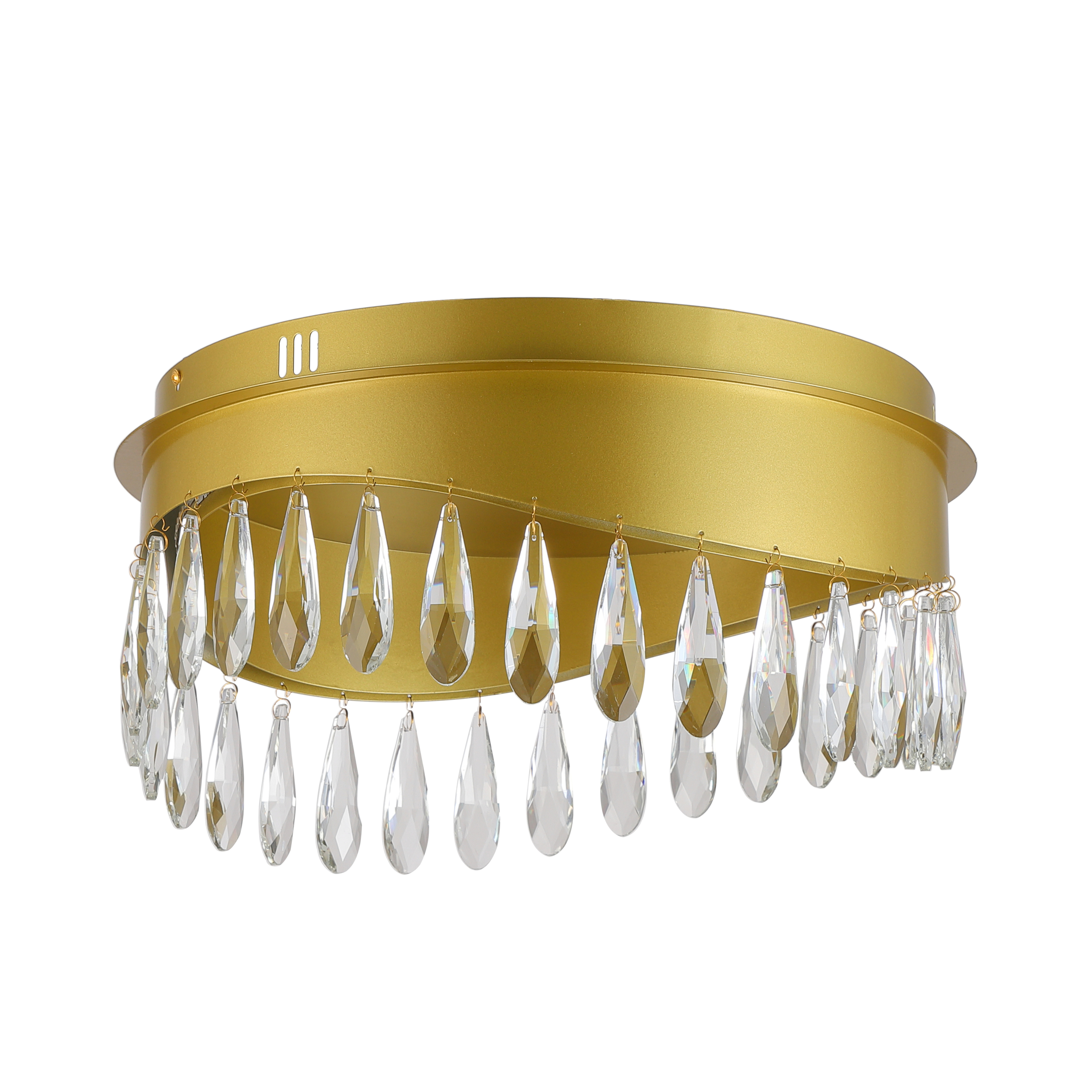 Lux Teardrop Crystal Golden Round Ceiling Light