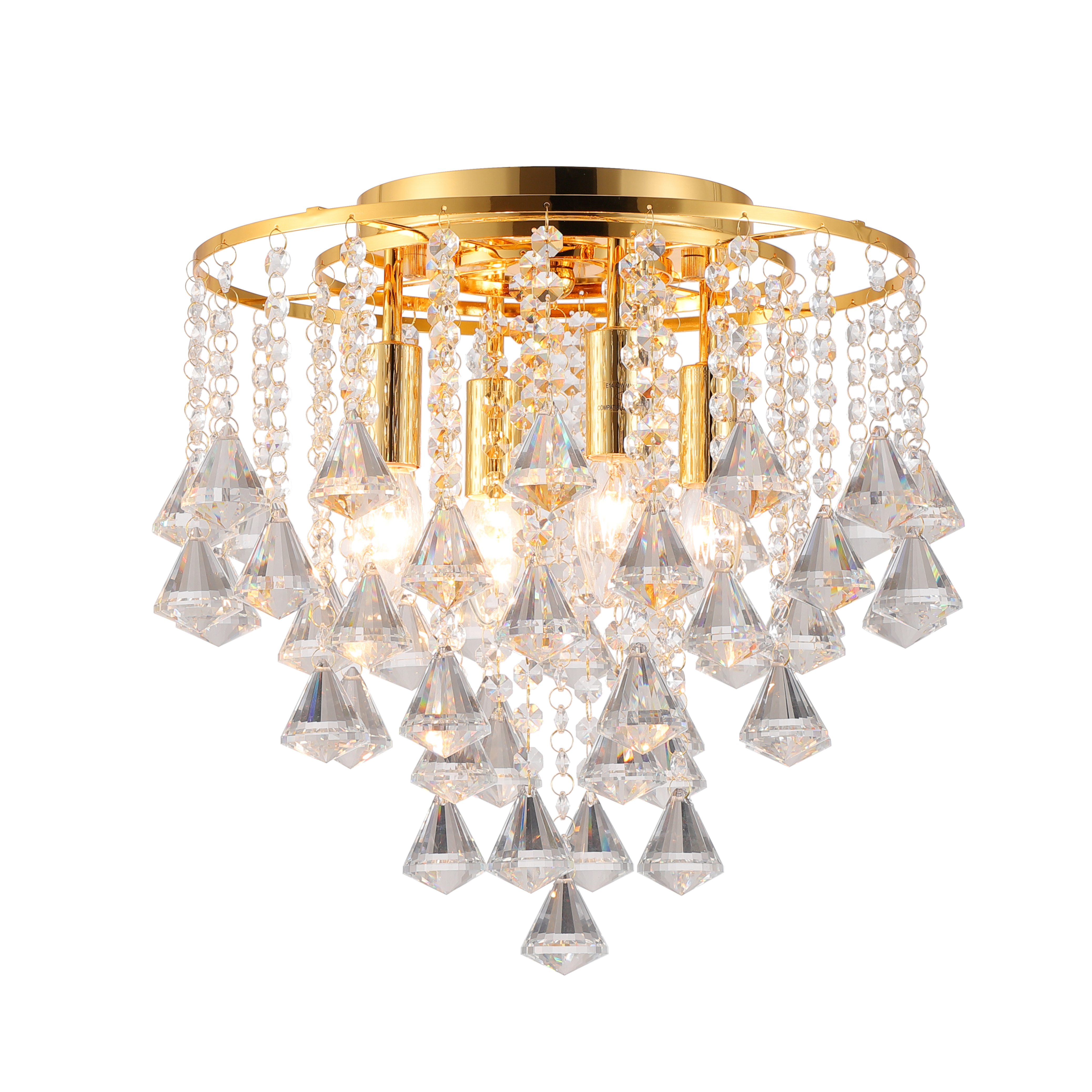 Malai Diamond Clear Crystal Golden Close to Ceiling Light